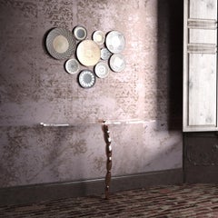 Hand-Painted Organic Modern Accent Console Table with Gold Leaf