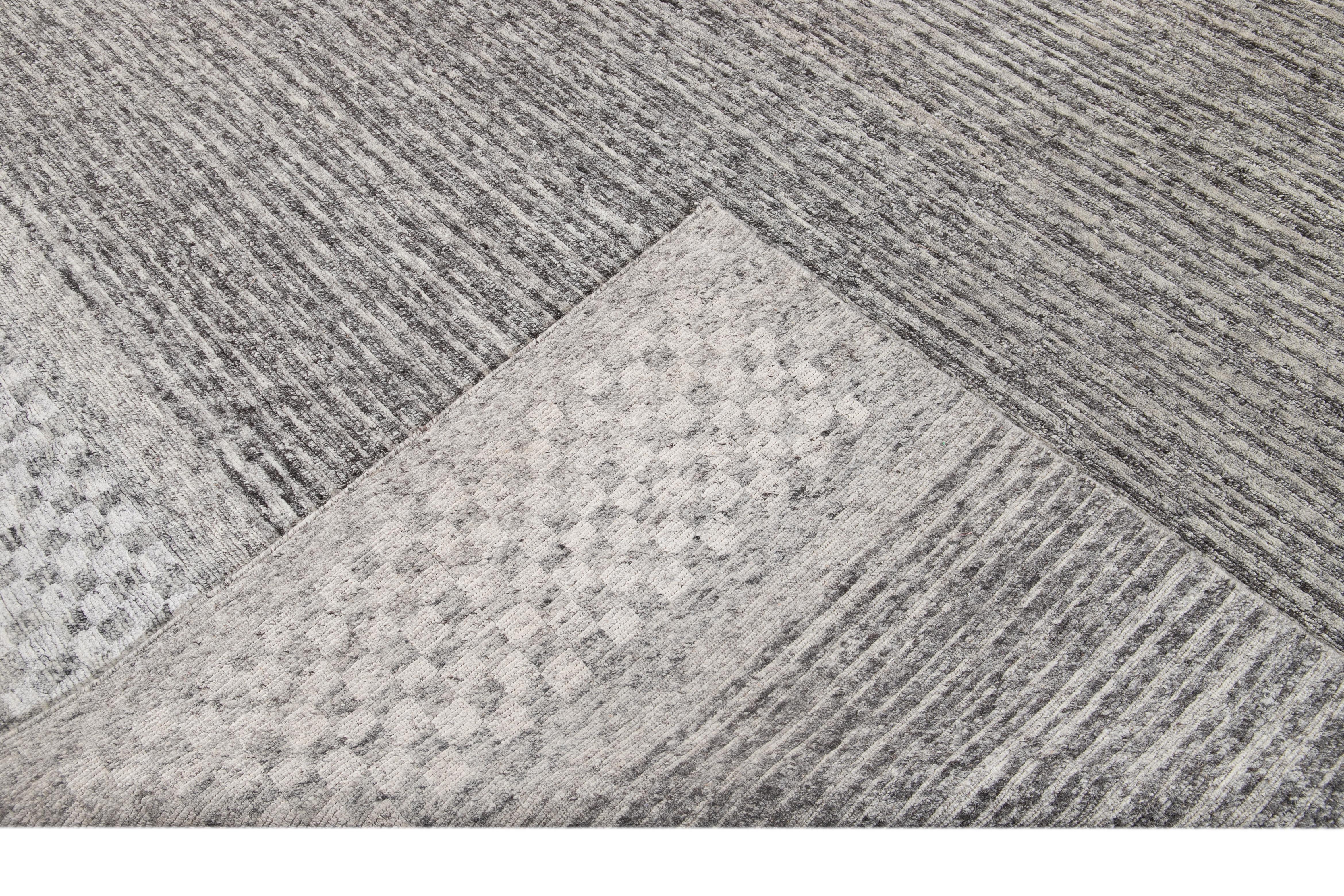 Modern 21st Century Contemporary  Textured Loop Wool Rug For Sale