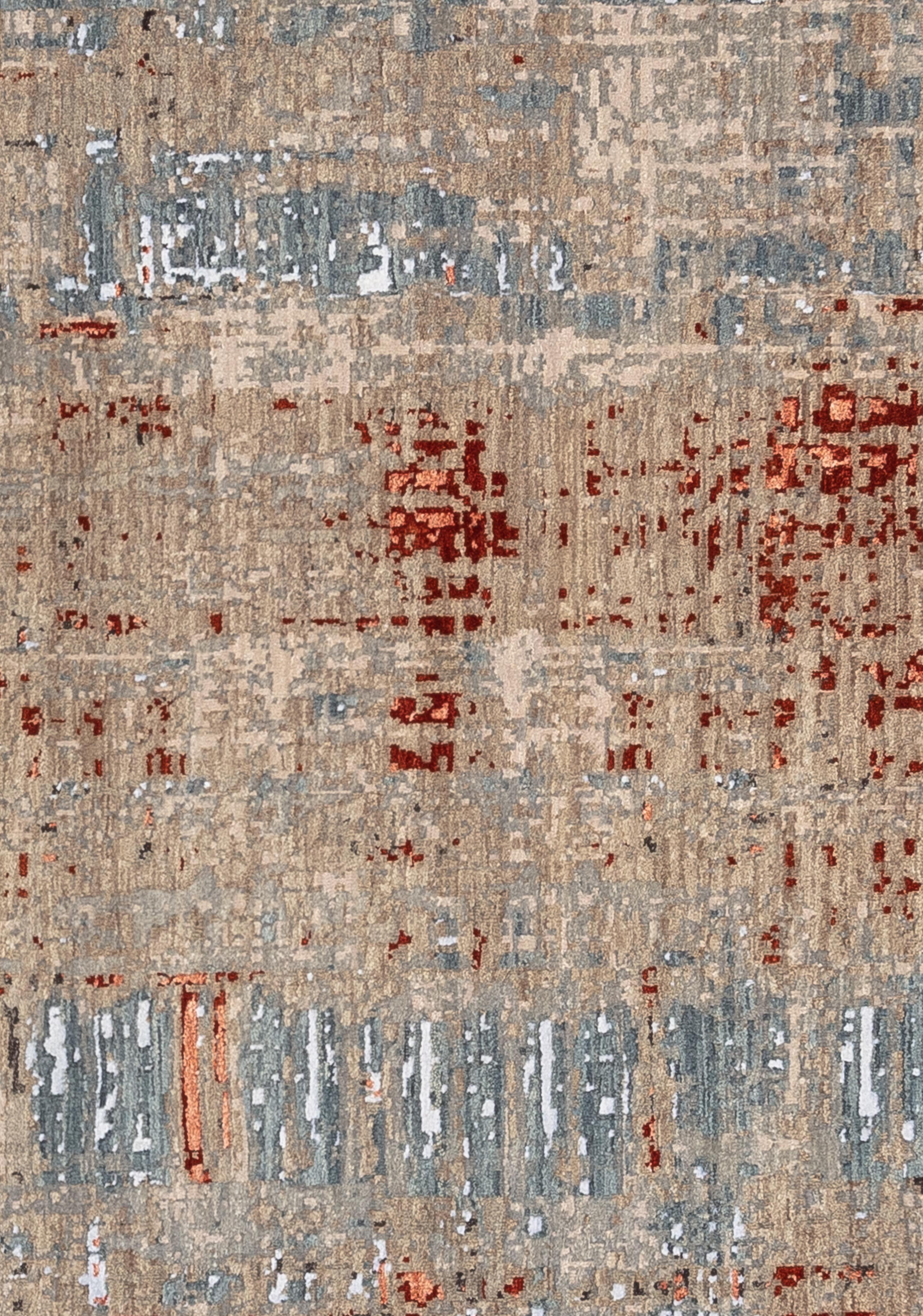 Step into modern luxury with this contemporary rug, a perfect addition to elevate your space. This rug boasts a sleek design with bold geometric patterns, making it a statement piece in any room. The neutral tones add sophistication, while the plush