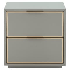 Contemporary Modern Coupe Bedside Table Greenish-Grey Handcrafted by Greenapple