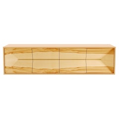 21st Century Modern Suspended Credenza Sideboard Convex Wood and Stainless Steel