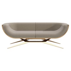 21st Century Modern Curved Two-Seat Sofa Lazy Day in High-Gloss Ironwood
