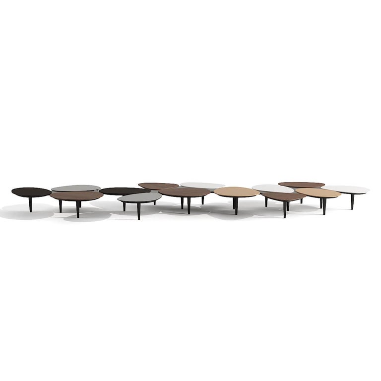 Portuguese 21st Century Modern Large Center Coffee Table Wood, Lacquer & Glass Customizable For Sale