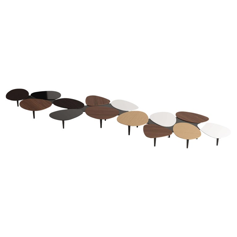 21st Century Modern Large Center Coffee Table Wood, Lacquer & Glass Customizable For Sale