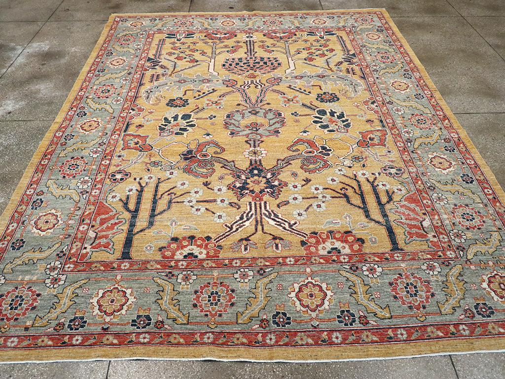 Tapis moderne du Turkestan oriental Khotan, fabriqué à la main au cours du 21e siècle.

Mesures : 9' 6