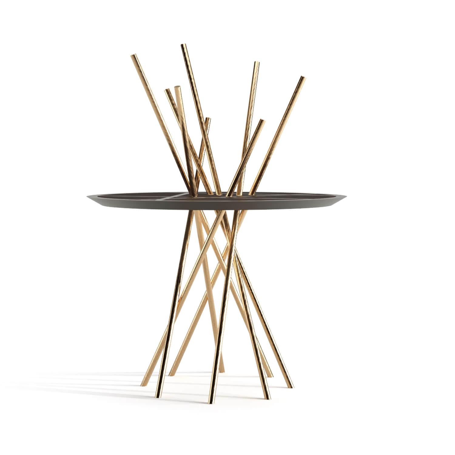 The Modernity Round Pedestal Table Walnut Wood White Lacquer Brushed Stainless Steel (en anglais) en vente 9