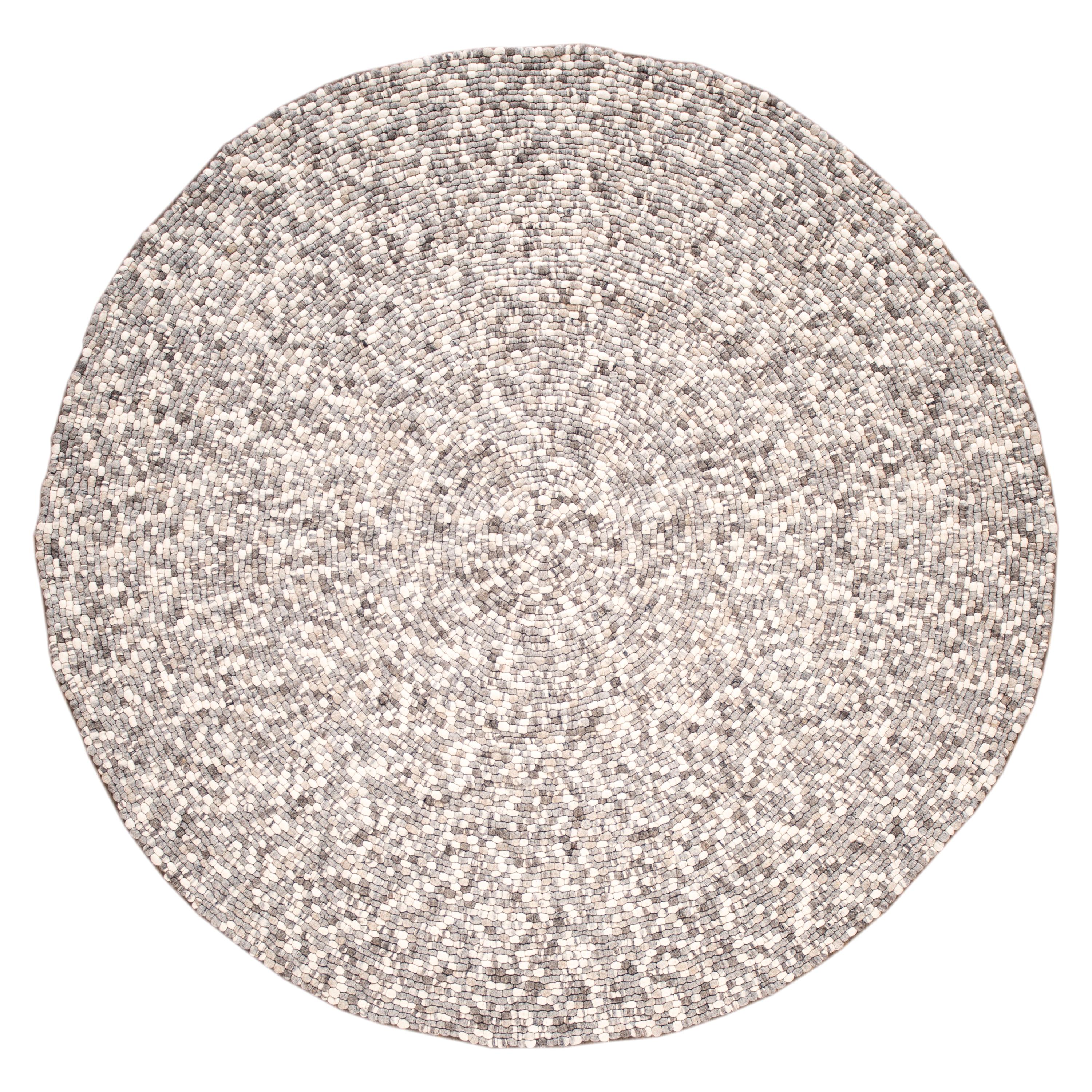 21st Century Modern Felted Round Texture Wool Rug For Sale