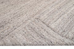 Hand-Knotted Wool Rug, Tan with Ivory & Black Accents, India, 2019