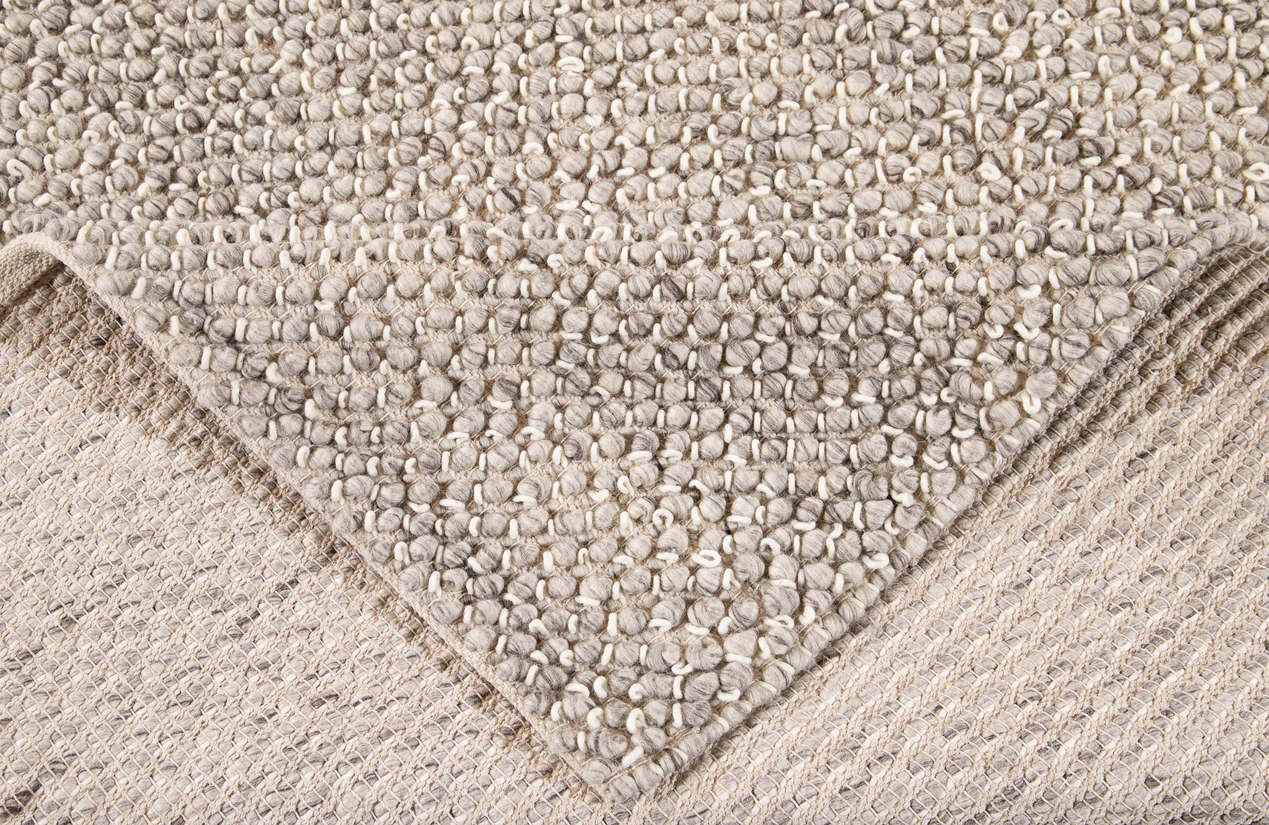 21st Century Modern Felted Texture Wool Rug For Sale 7