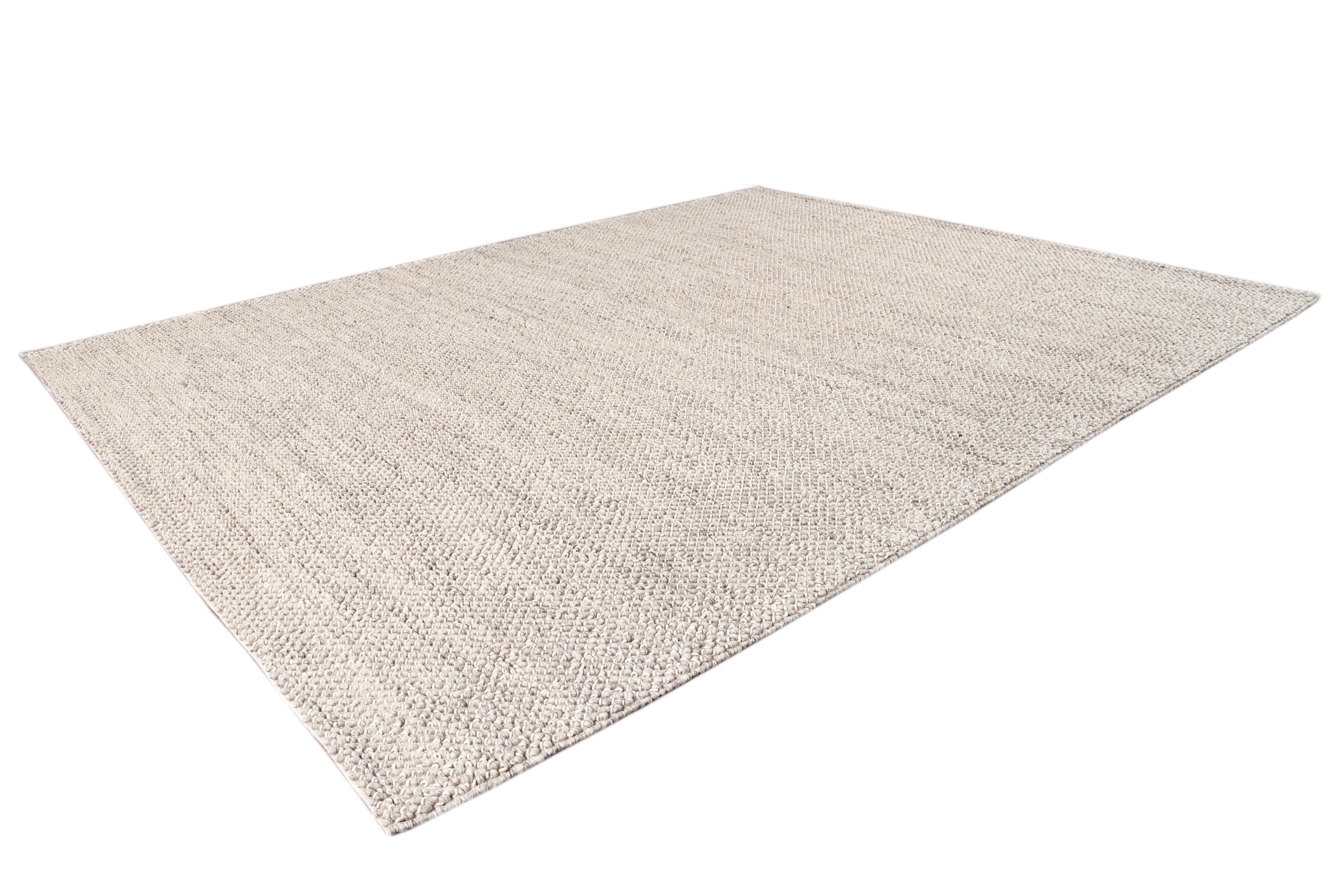 21st Century Modern Felted Texture Wool Rug For Sale 3