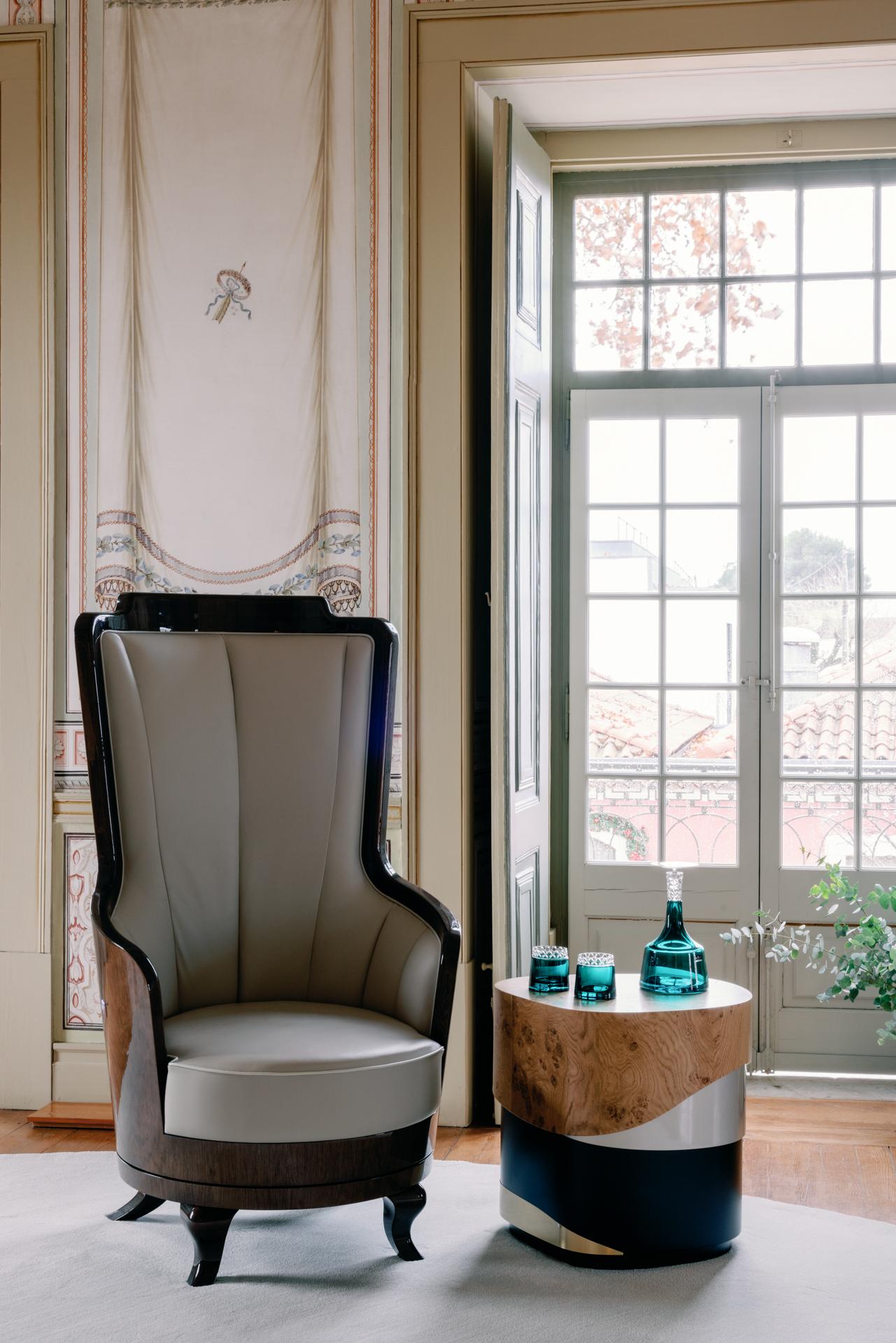 Moderner Fernando-Sessel aus italienischem Leder, handgefertigt in Portugal von Greenapple (Portugiesisch) im Angebot