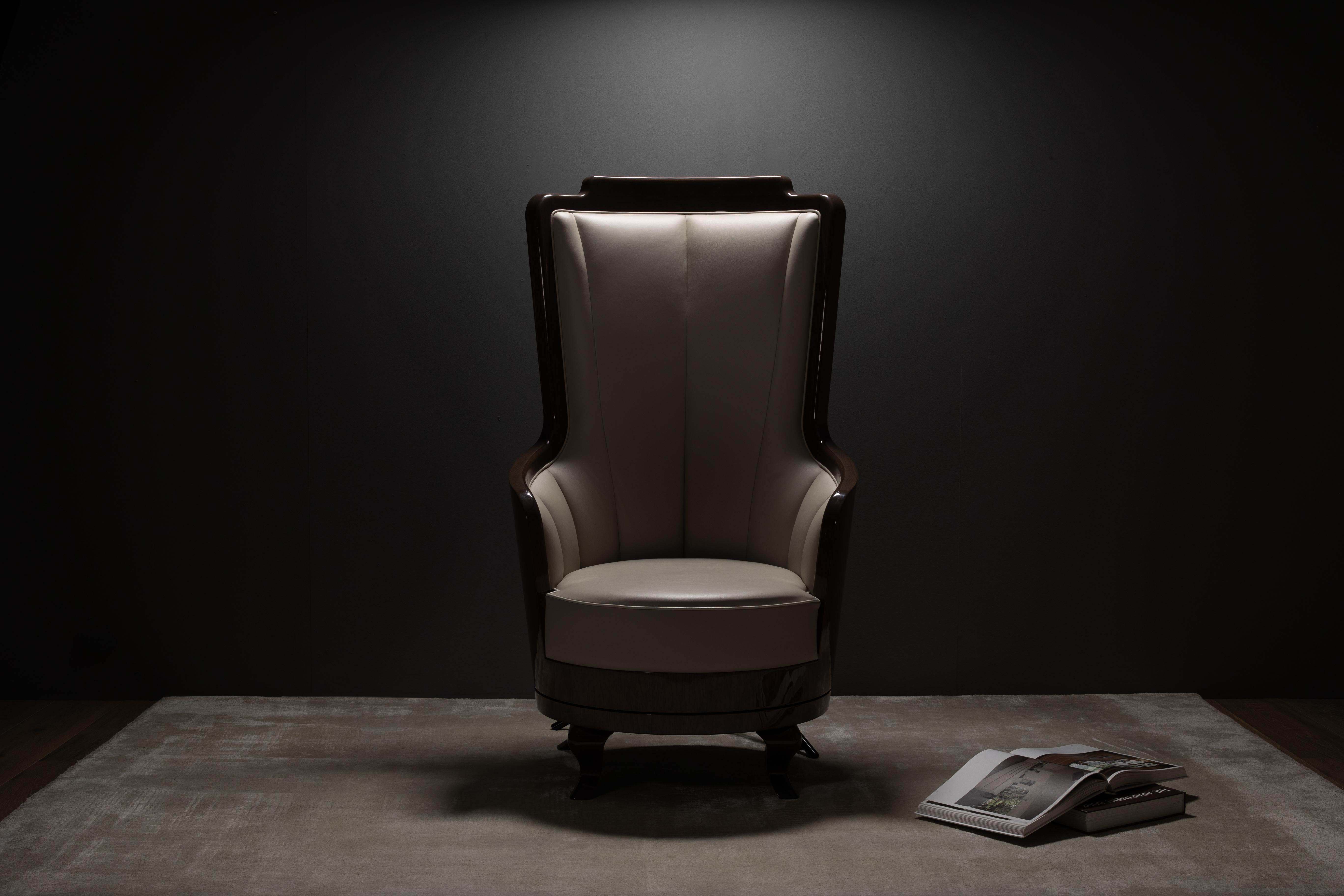 Moderner Fernando-Sessel aus italienischem Leder, handgefertigt in Portugal von Greenapple im Angebot 1