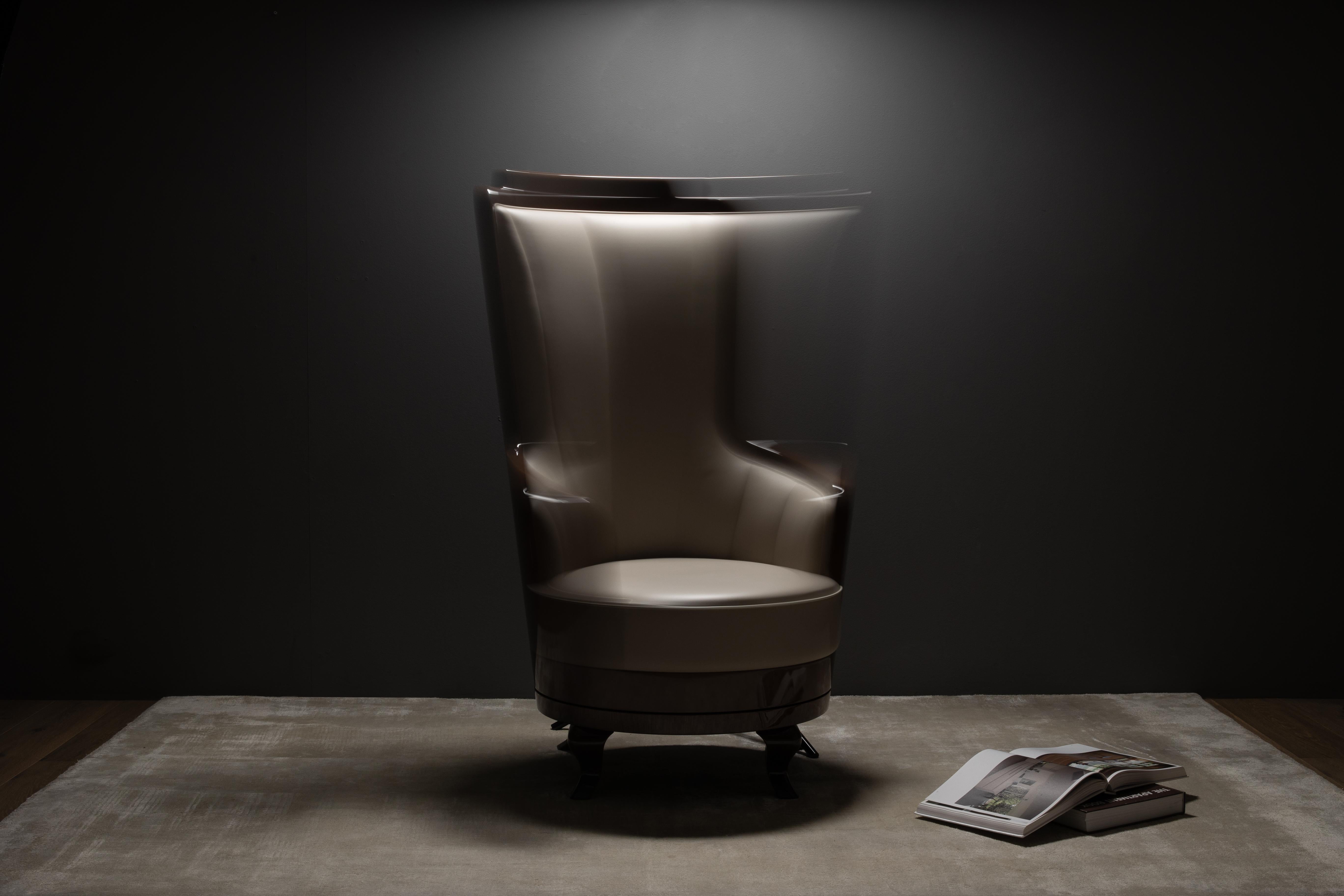 Moderner Fernando-Sessel aus italienischem Leder, handgefertigt in Portugal von Greenapple im Angebot 2