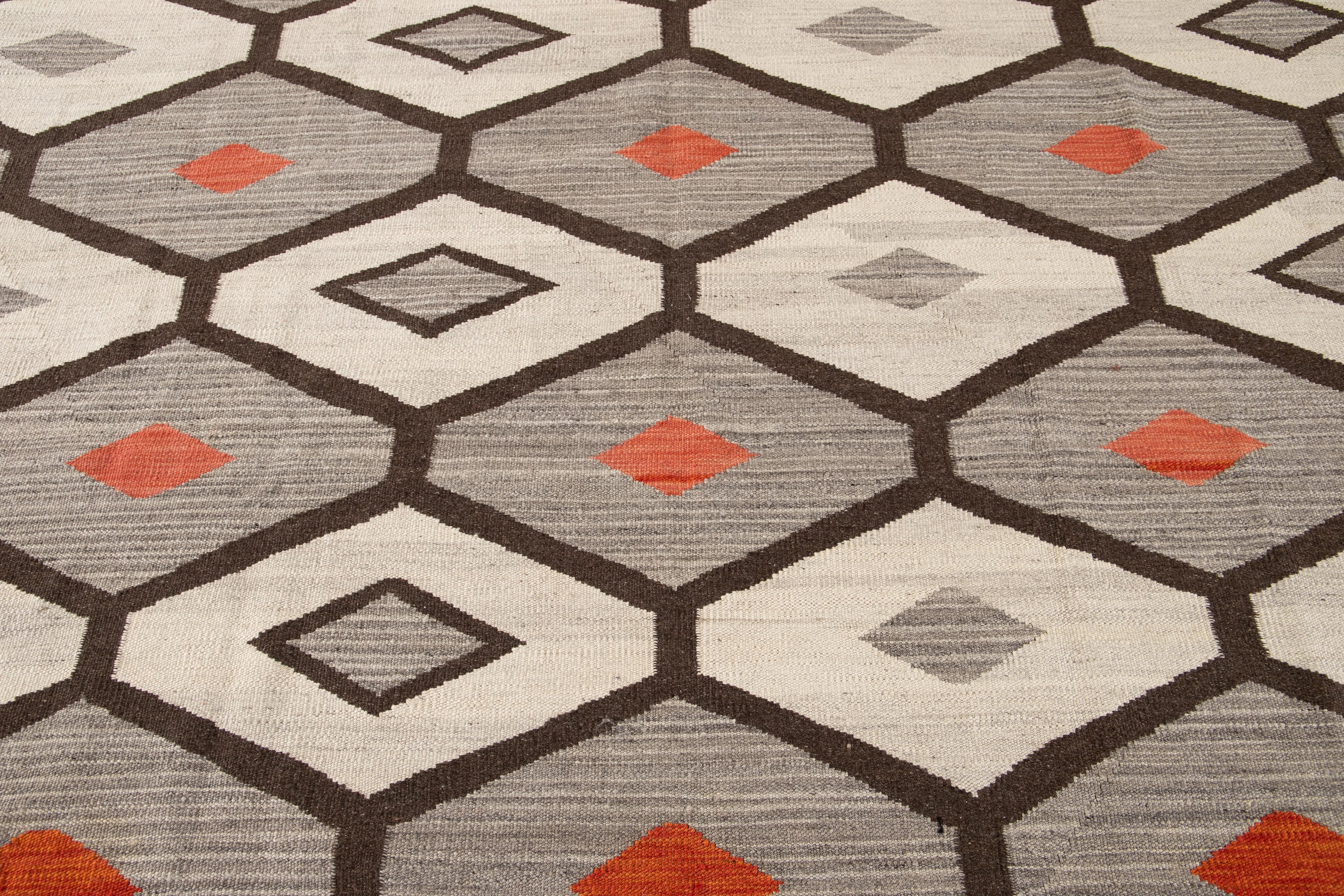 tapis en laine de style Navajo:: tissé à plat:: moderne du 21e siècle en vente 4