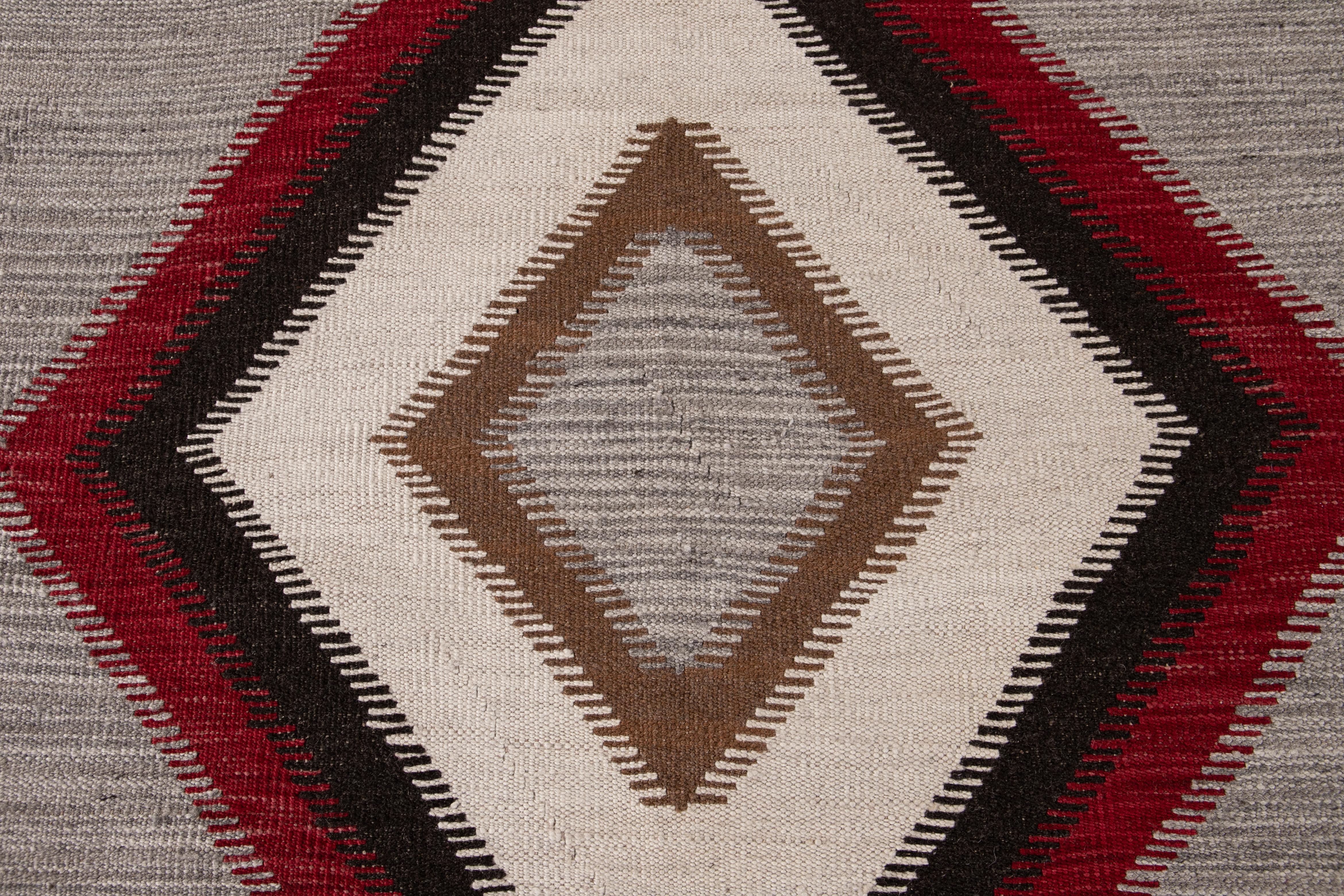 21st Century Modern Flat-Weave Navajo Style Wool Rug For Sale 5