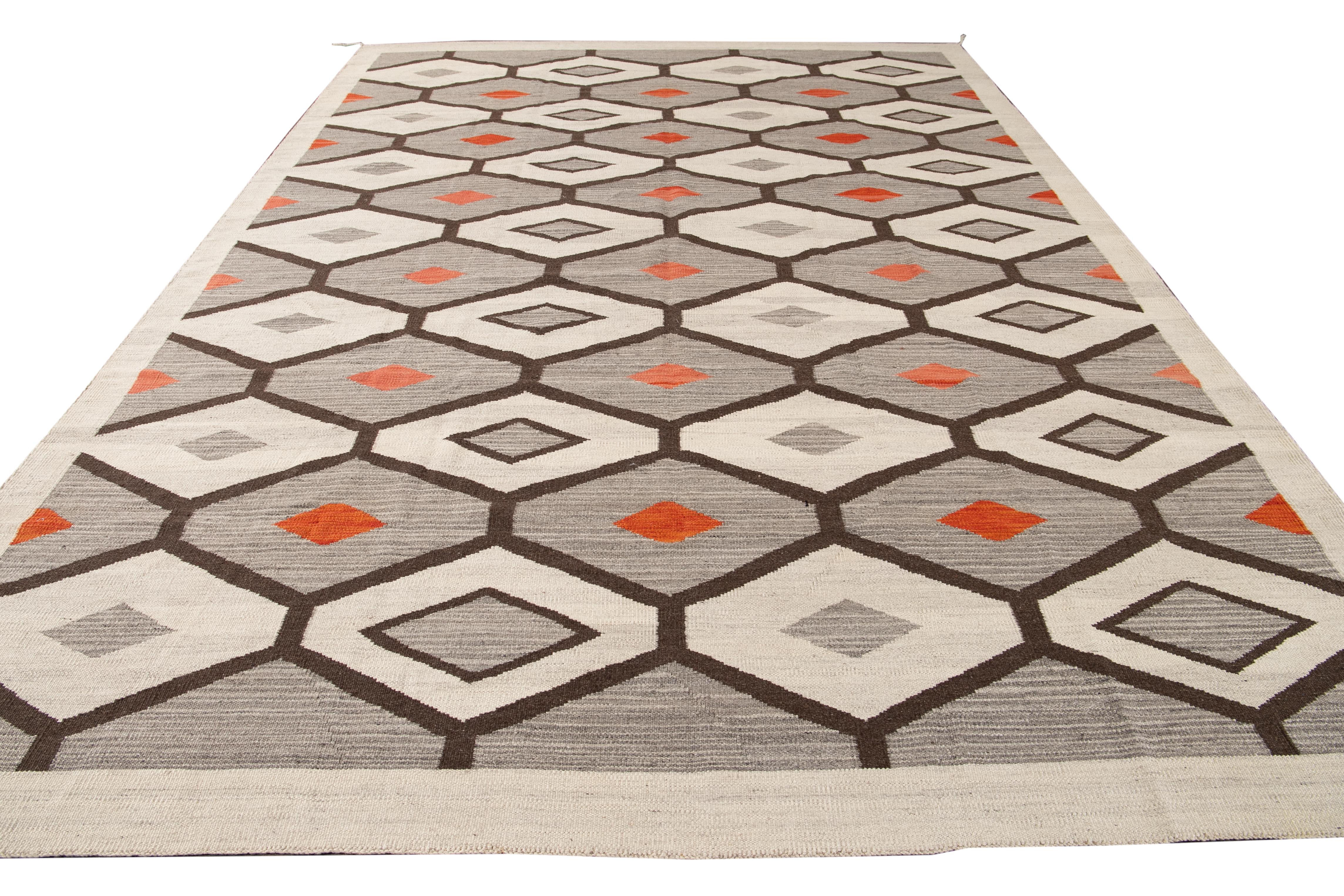 tapis en laine de style Navajo:: tissé à plat:: moderne du 21e siècle en vente 7