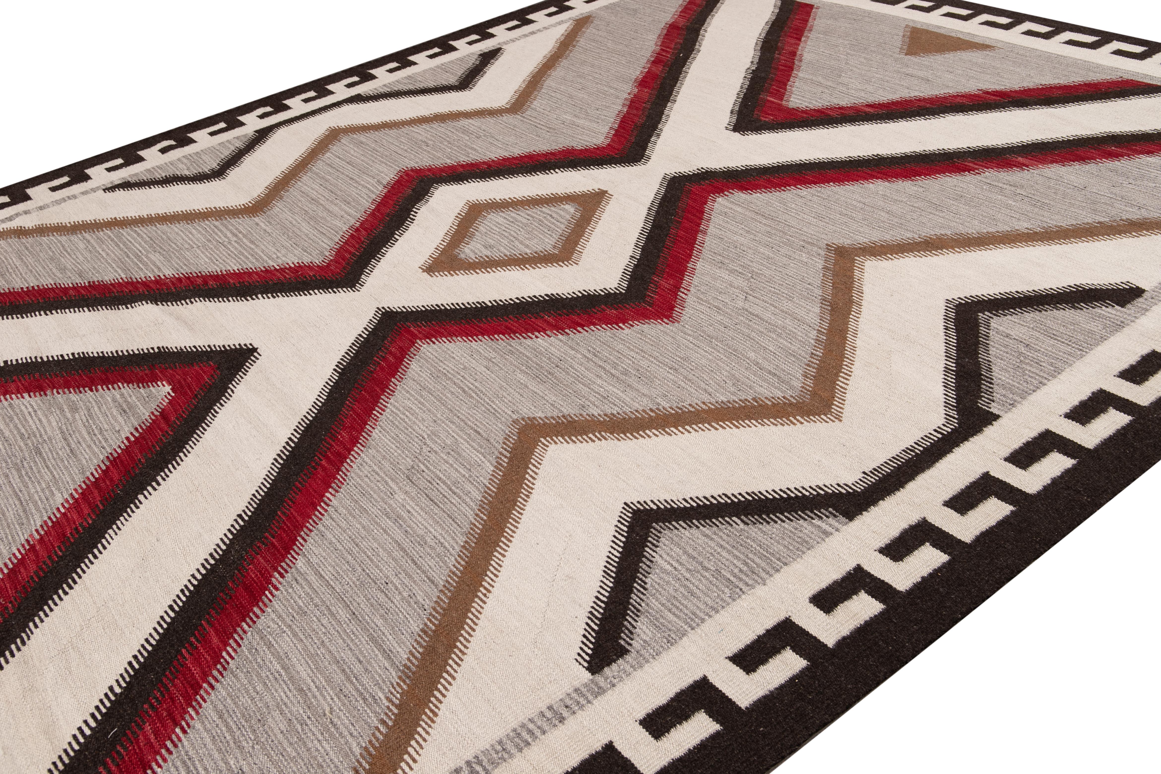 21st Century Modern Flat-Weave Navajo Style Wool Rug For Sale 8