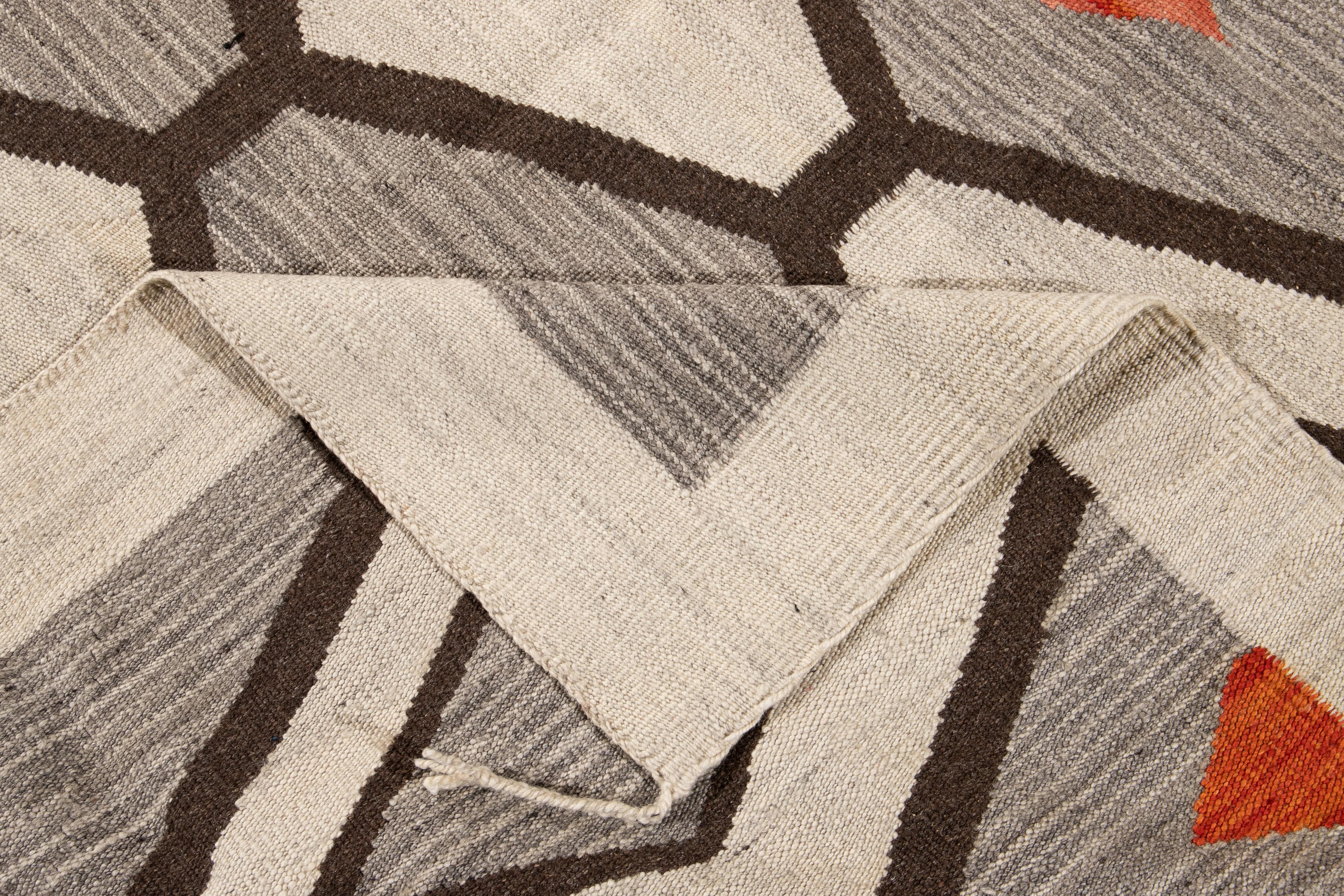 Indien tapis en laine de style Navajo:: tissé à plat:: moderne du 21e siècle en vente