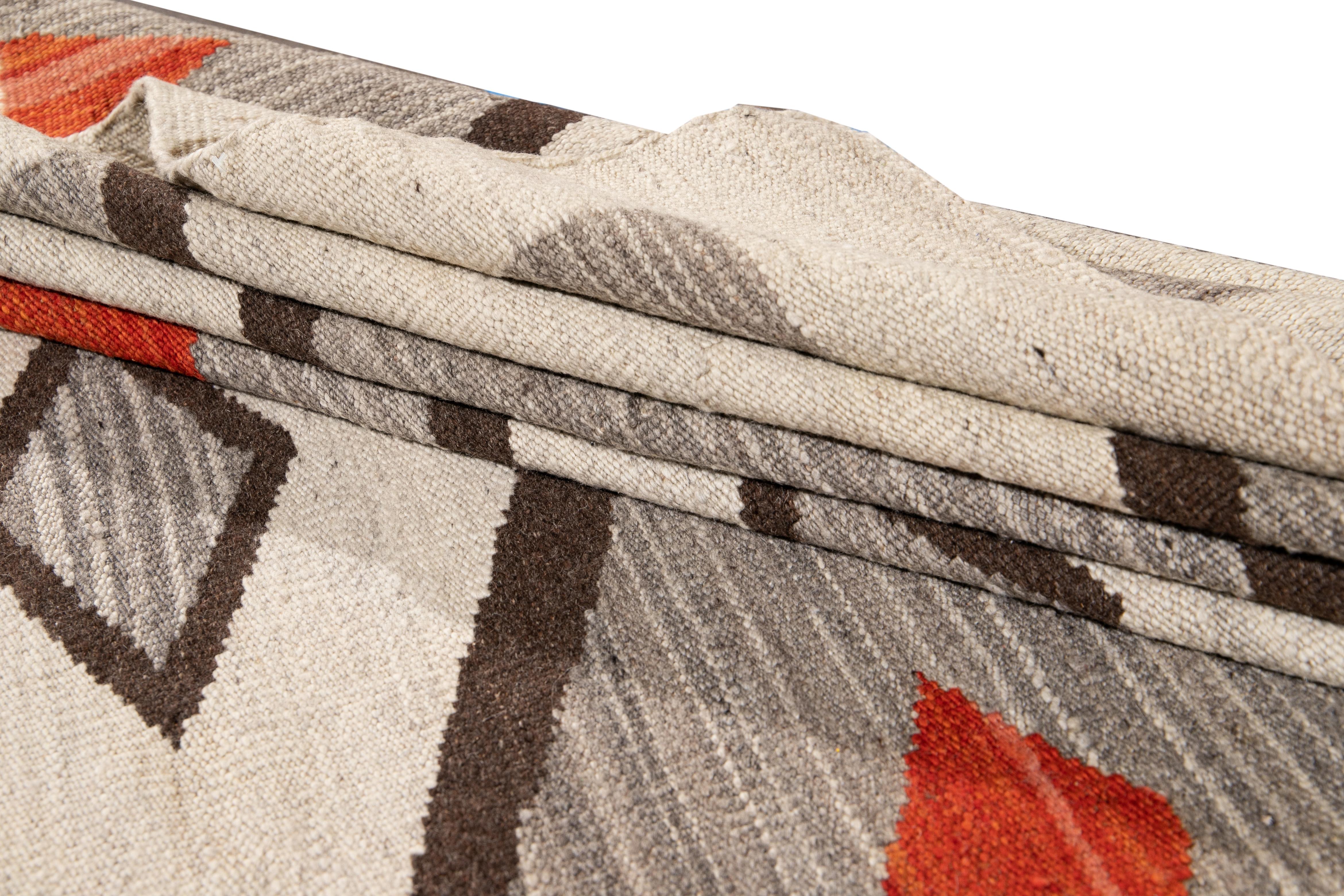 21st Century Modern Flat-Weave Southwestern Style Wool Rug (21. Jahrhundert und zeitgenössisch) im Angebot