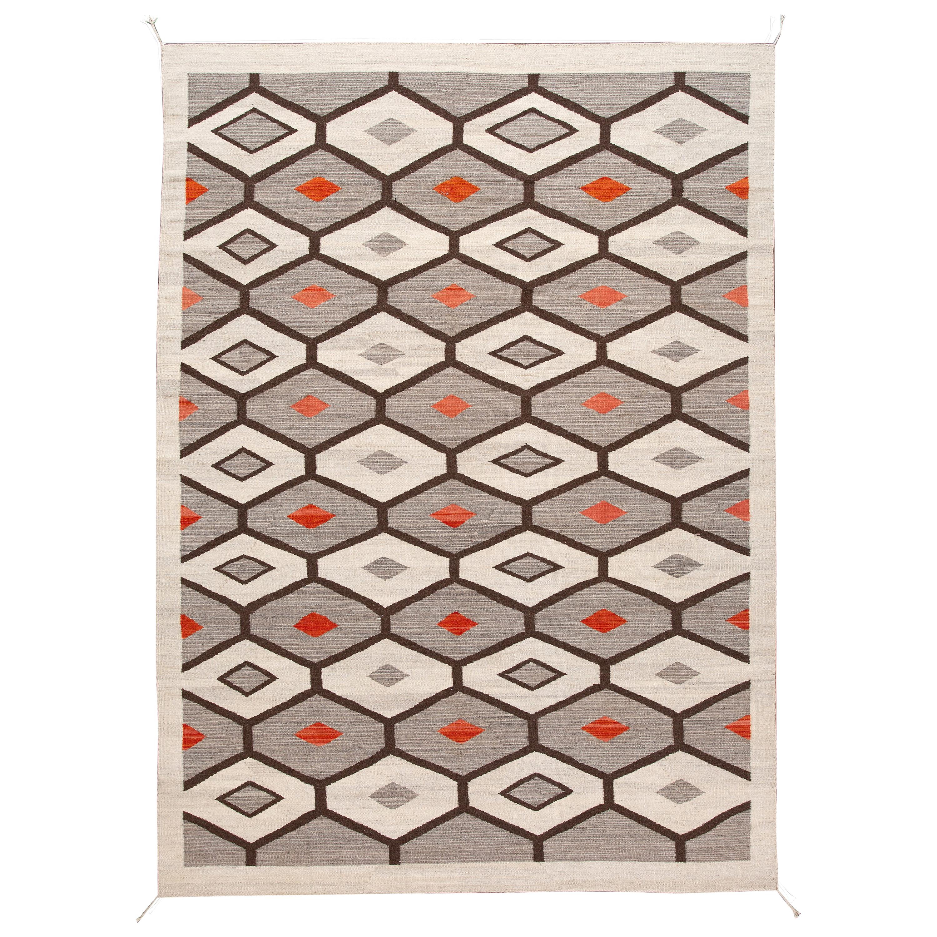 tapis en laine de style Navajo:: tissé à plat:: moderne du 21e siècle