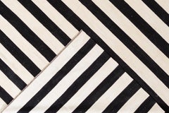 Handwoven Black and White Striped Kilim Rug - Contemporary Wool Design