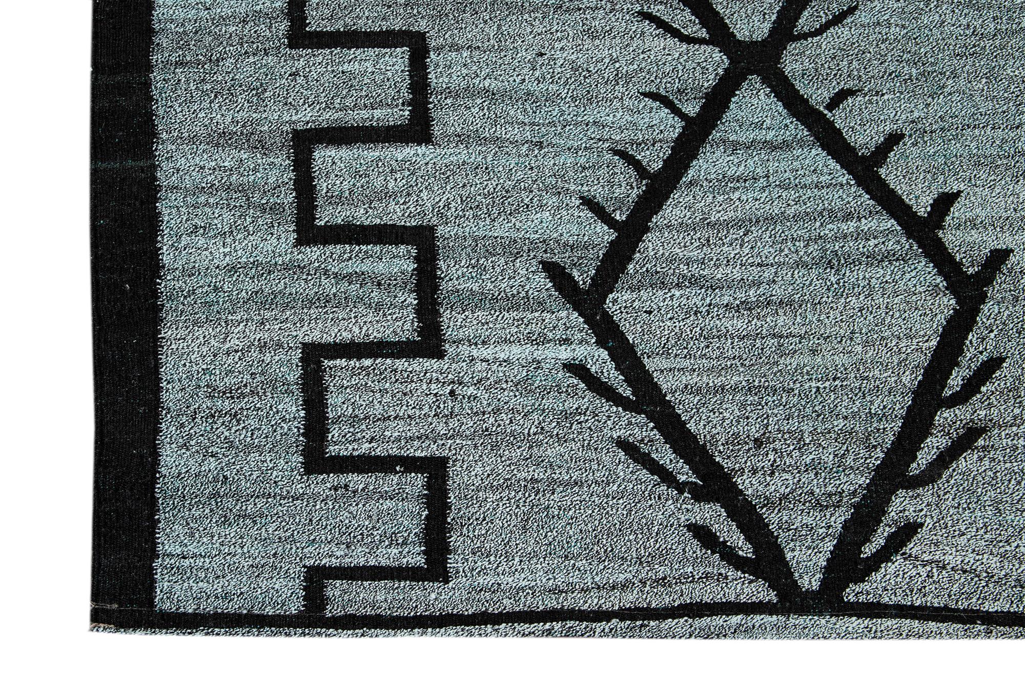 21st Century Modern Flat-Weave Wool Kilim Rug For Sale 4