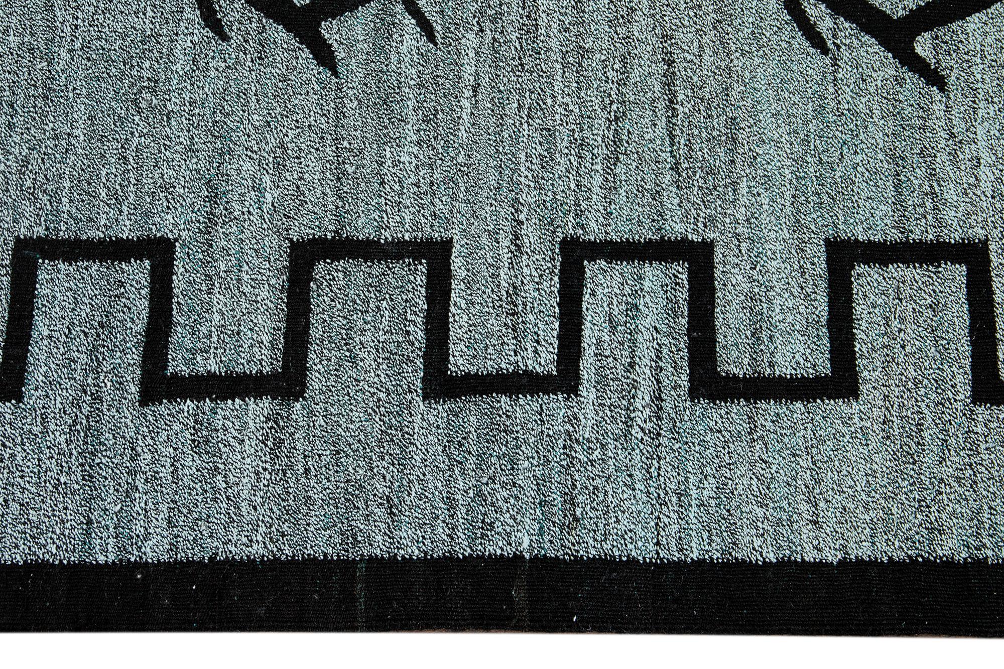 21st Century Modern Flat-Weave Wool Kilim Rug For Sale 1