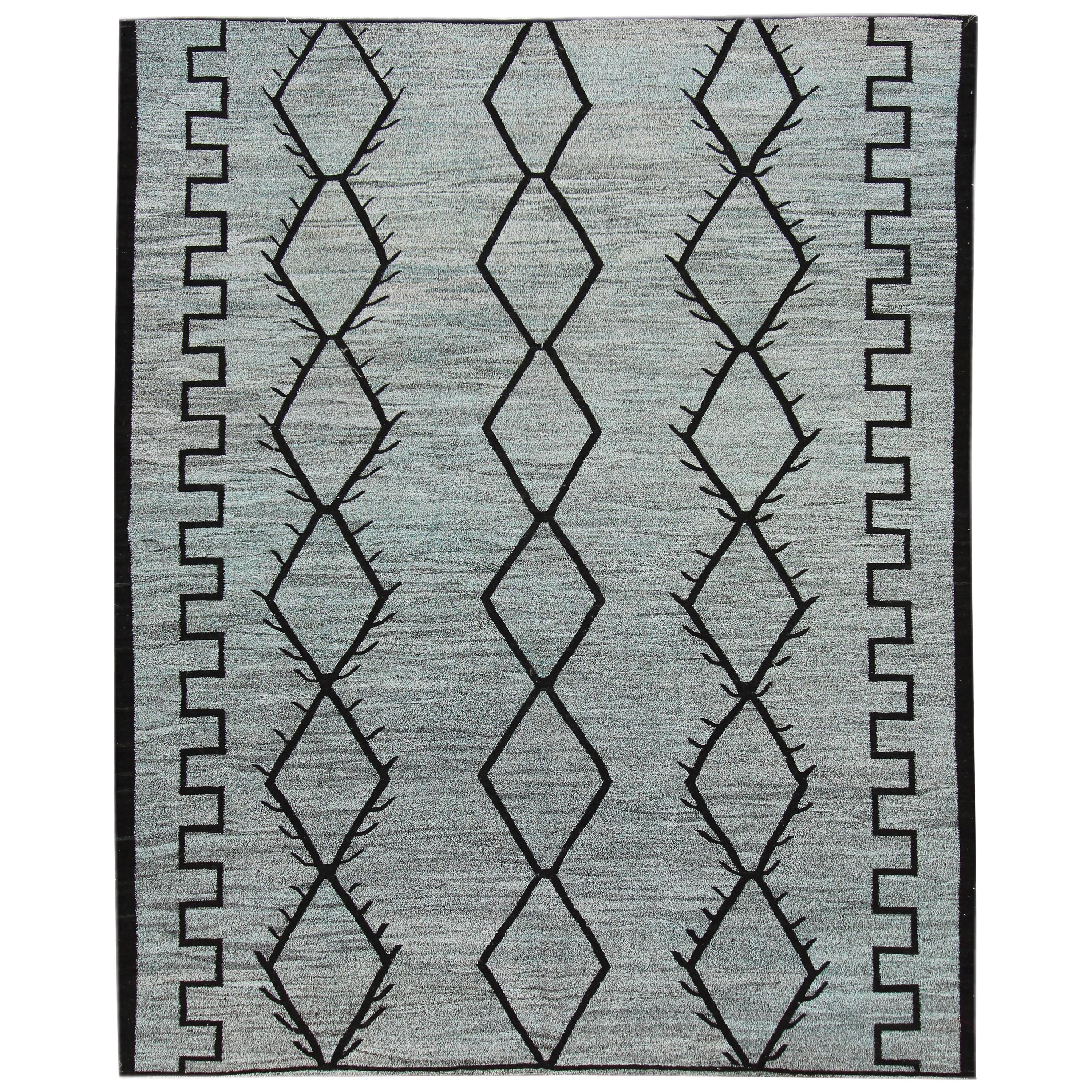 21st Century Modern Flat-Weave Wool Kilim Rug For Sale