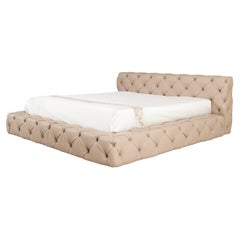 Mid-Century Modern Florença Bed Upholstered in Beige Leather by Greenapple