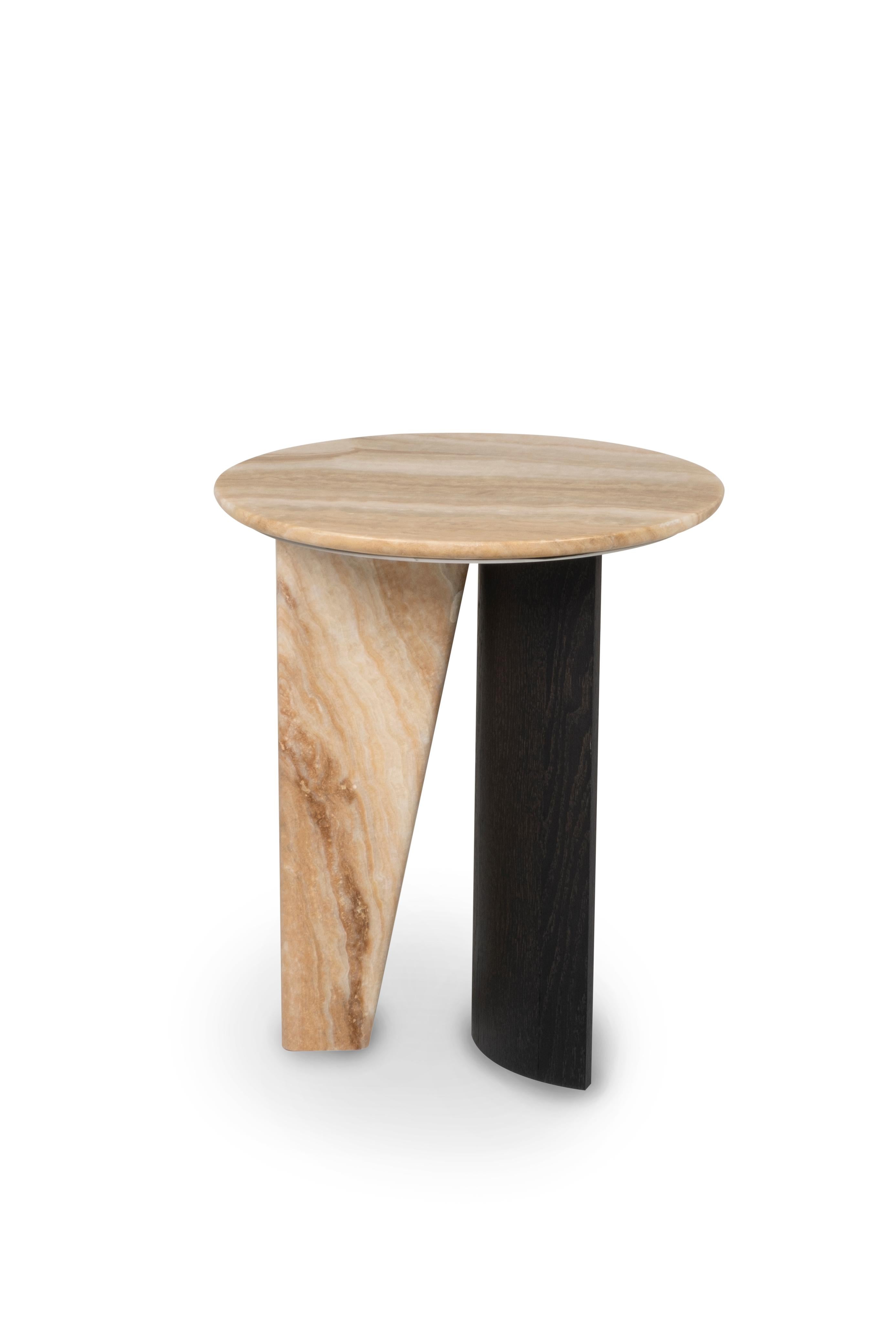 Hand-Crafted Modern Foice Side Table Onyx Stone Handmade in Portugal by Greenapple For Sale