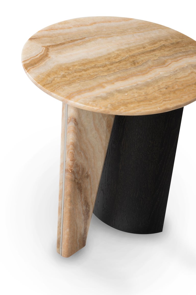 Hand-Crafted 21st Century Modern Foice Side Onyx Table Handcrafted in Portugal by Greenapple For Sale
