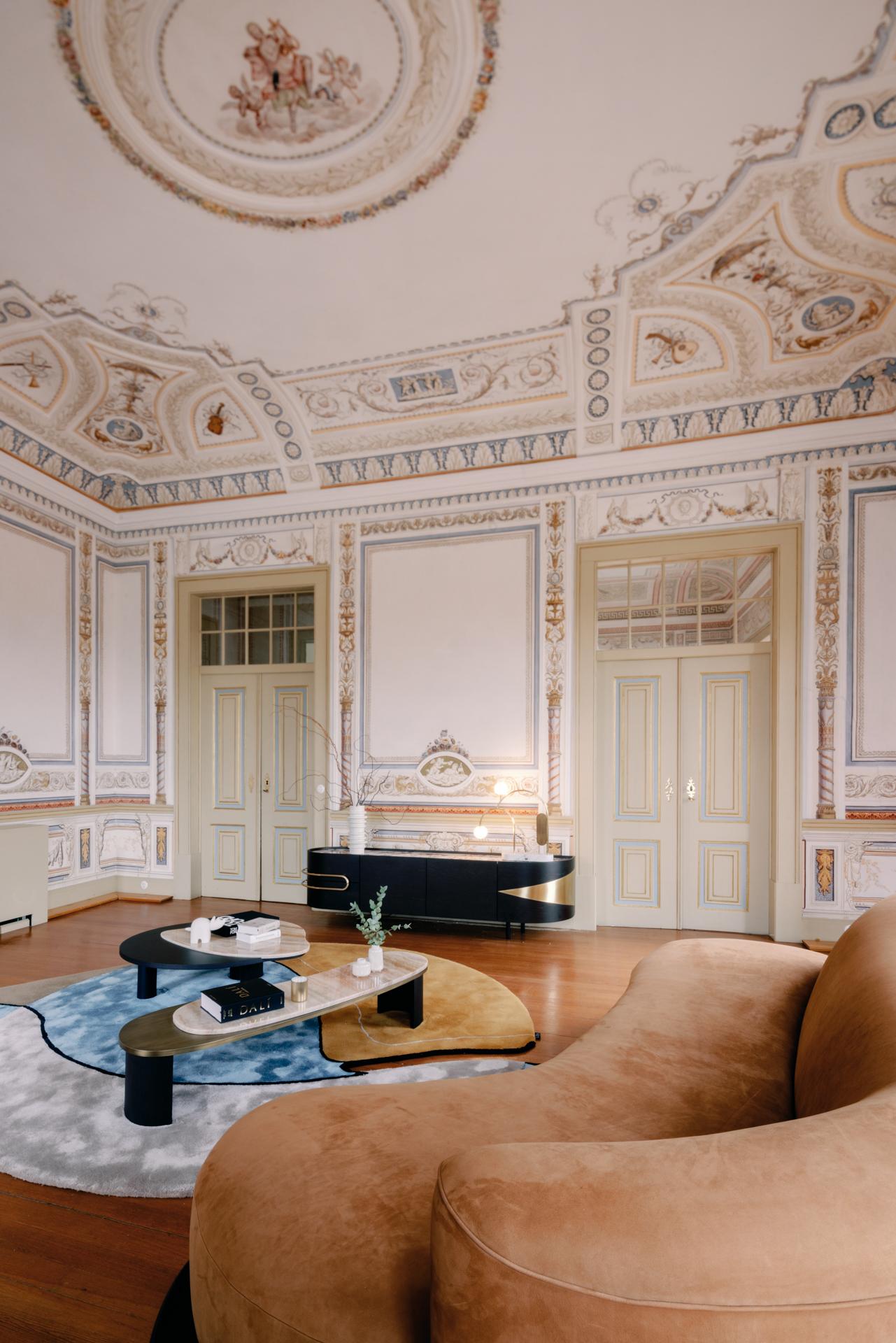 Oak Modern Galapinhos Sofa, Velvet Leather, Handmade in Portugal by Greenapple For Sale