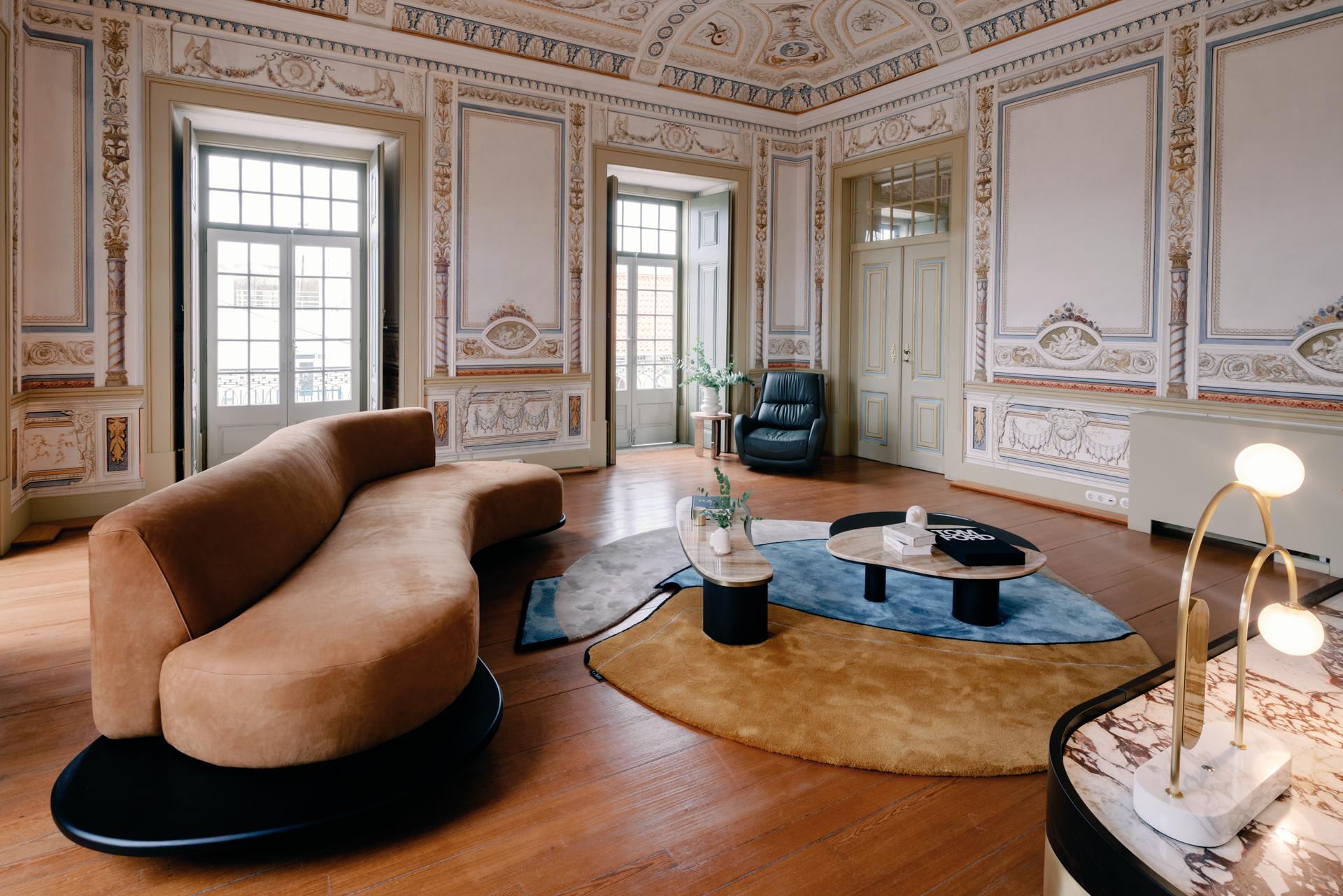 Portuguese Modern Galapinhos Sofa, Velvet Leather, Handmade in Portugal by Greenapple For Sale