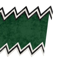 21st Century Modern Geometric Rug Green Handwoven Lyocel Black and White Stripes