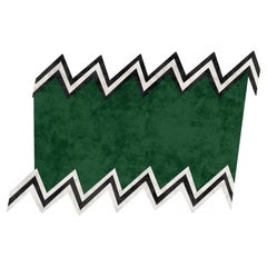 21st Century Modern Geometric Rug Green Handwoven Lyocel Black and White Stripes