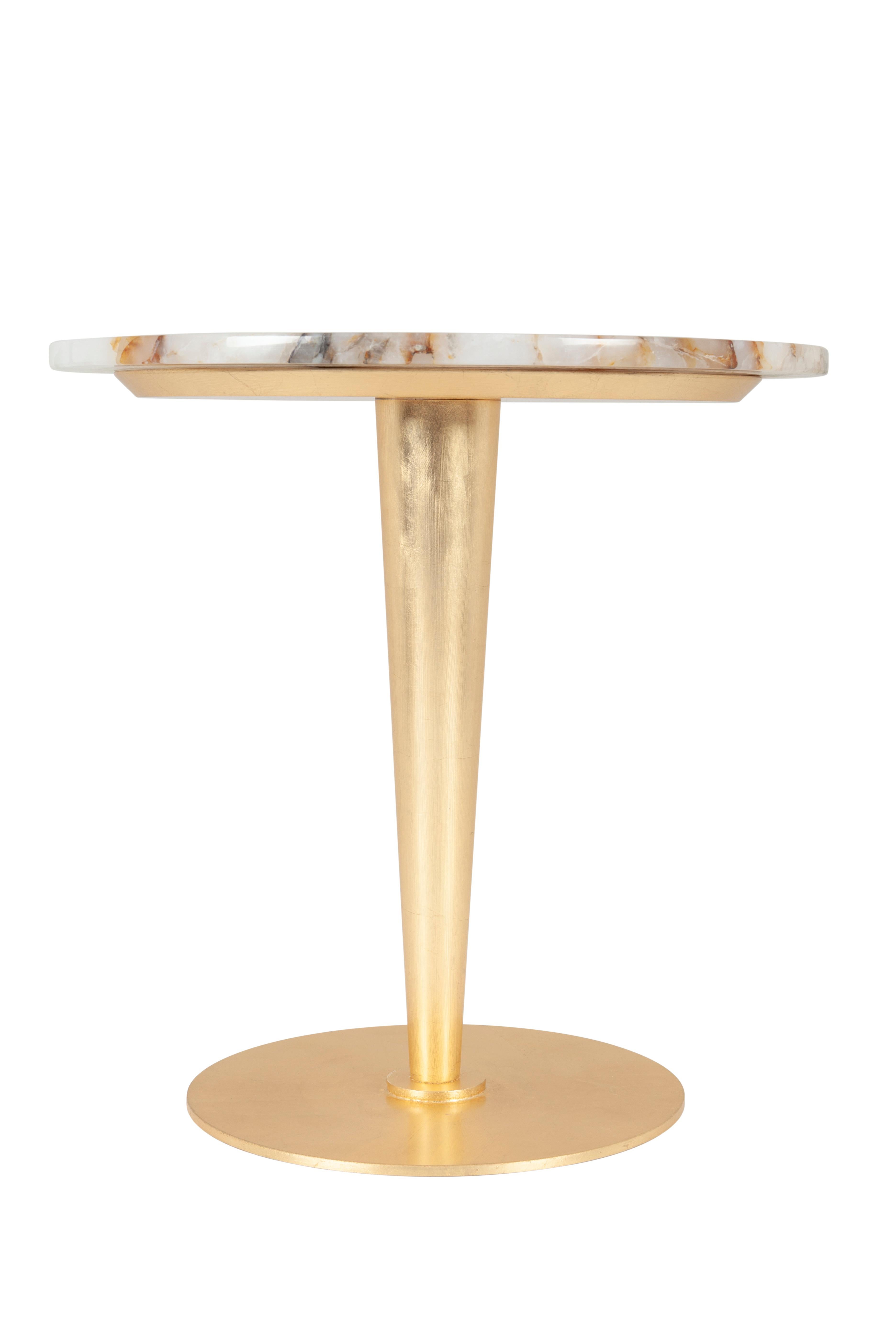 Modern Art Deco Glasgow Side Table Marble Gold Bronze Handmade Portugal Greenapple For Sale