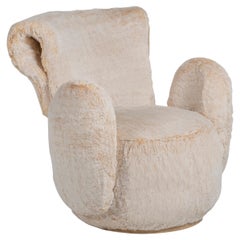 Contemporary Modern Grass Armchair in Beige Faux Fur Handcrafted by Greenapple