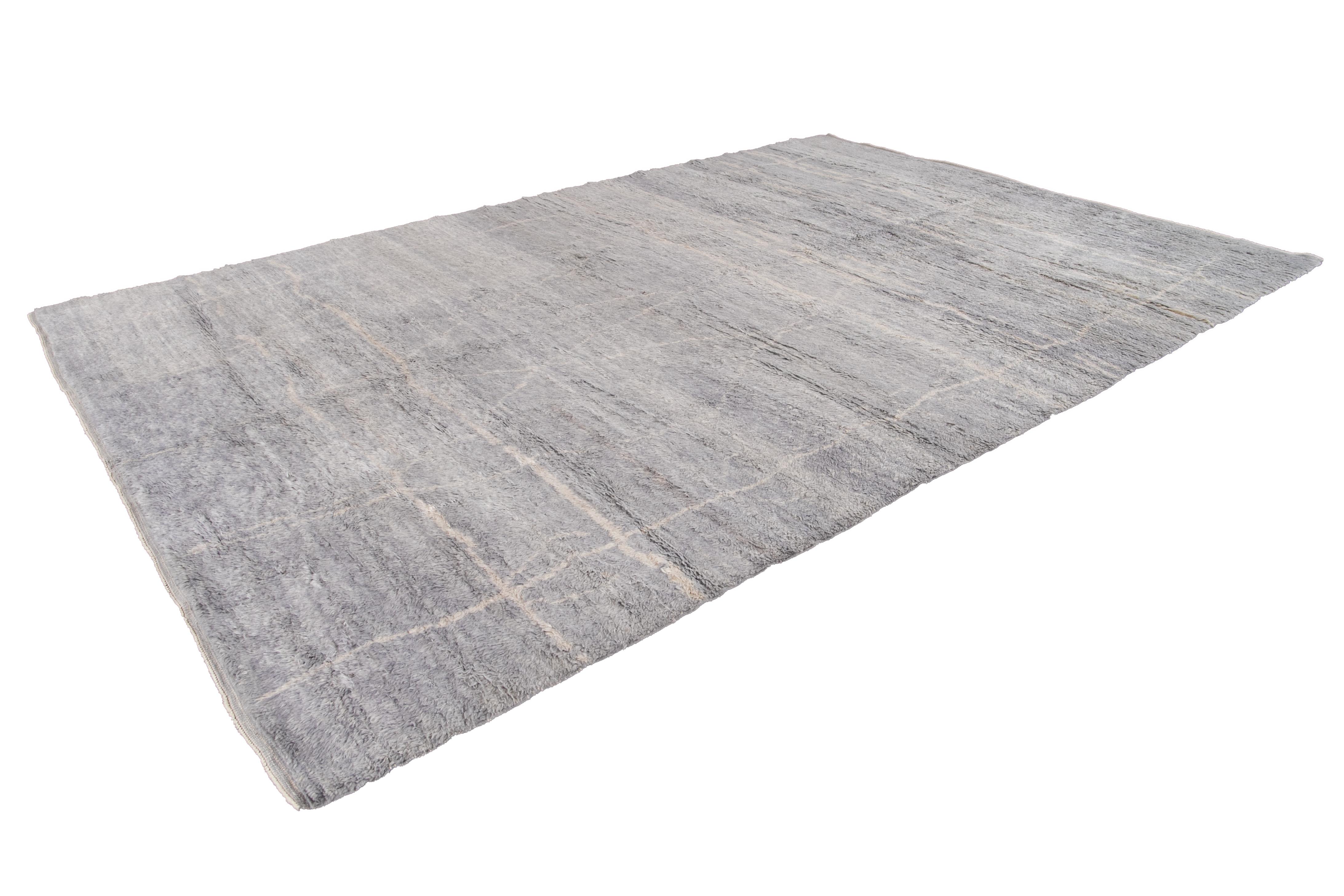 21st Century Modern Gray Moroccan Wool Rug For Sale 11
