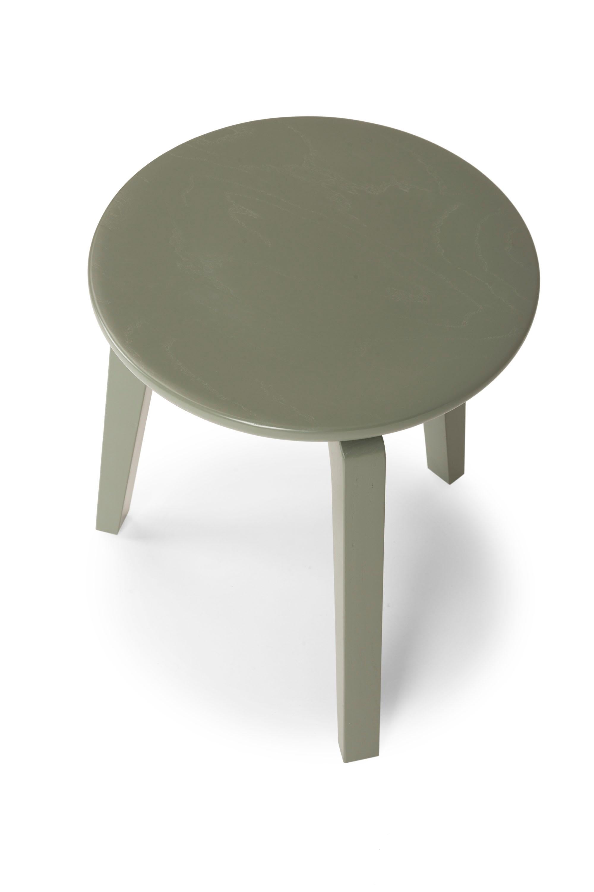 Italian 21st Century Modern Green Wooden Lacquered Low Stool TOD Made in Italy For Sale