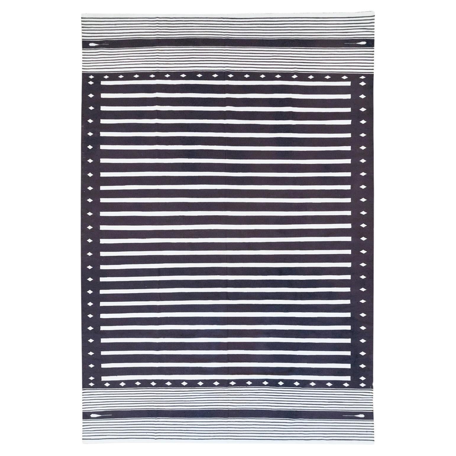 Tappeto indiano moderno del 21° secolo a trama piatta Dhurrie Oversize