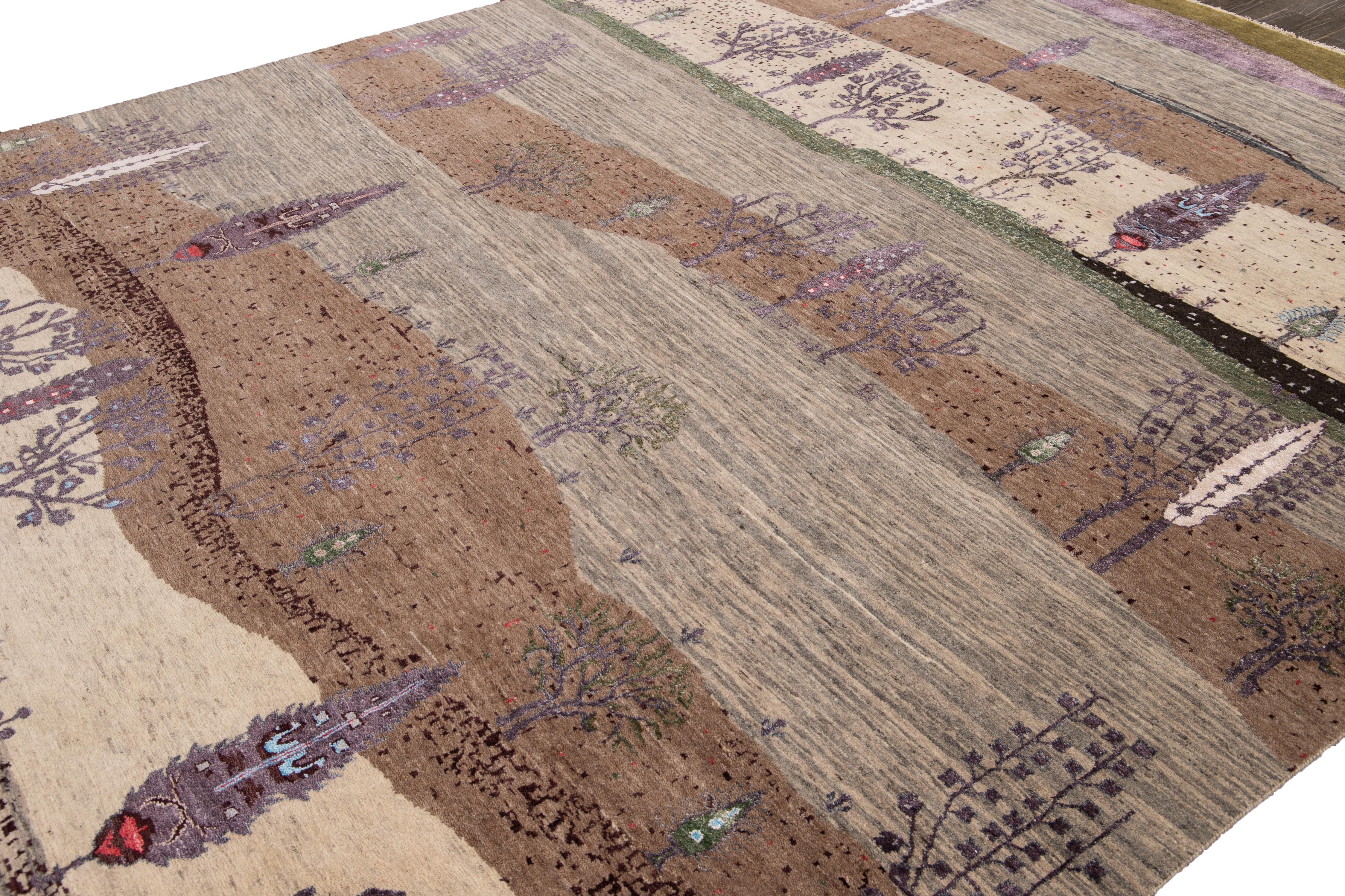 Moderner indischer Teppich im Gabbeh-Stil des 21. Jahrhunderts im Angebot 6