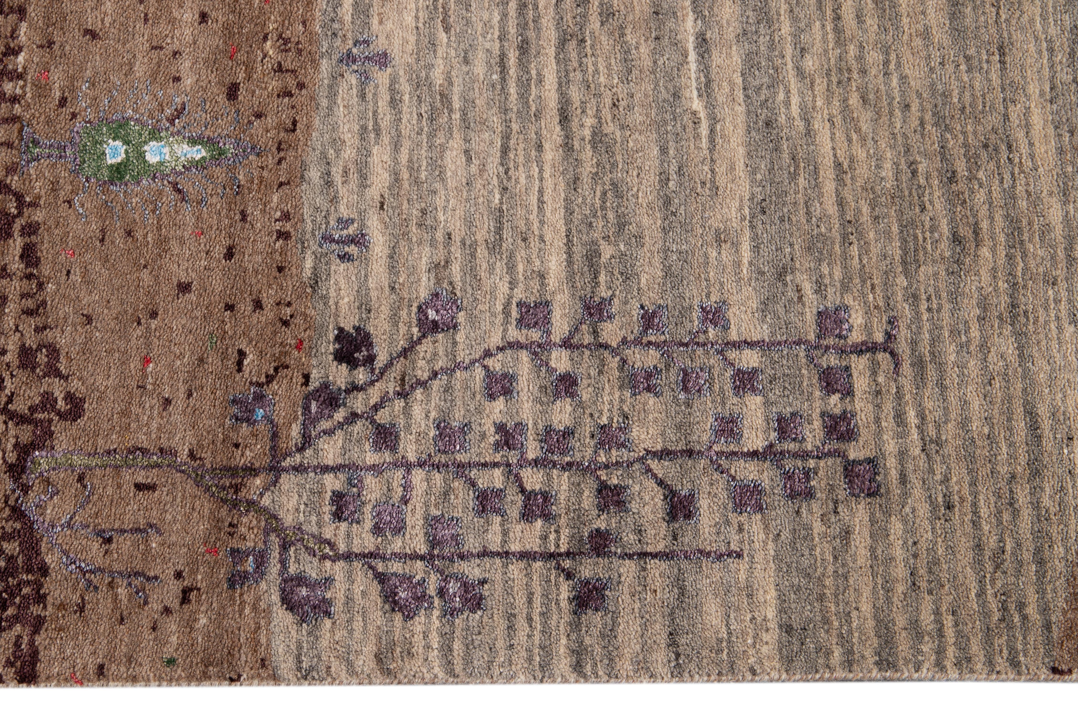 Moderner indischer Teppich im Gabbeh-Stil des 21. Jahrhunderts im Angebot 5