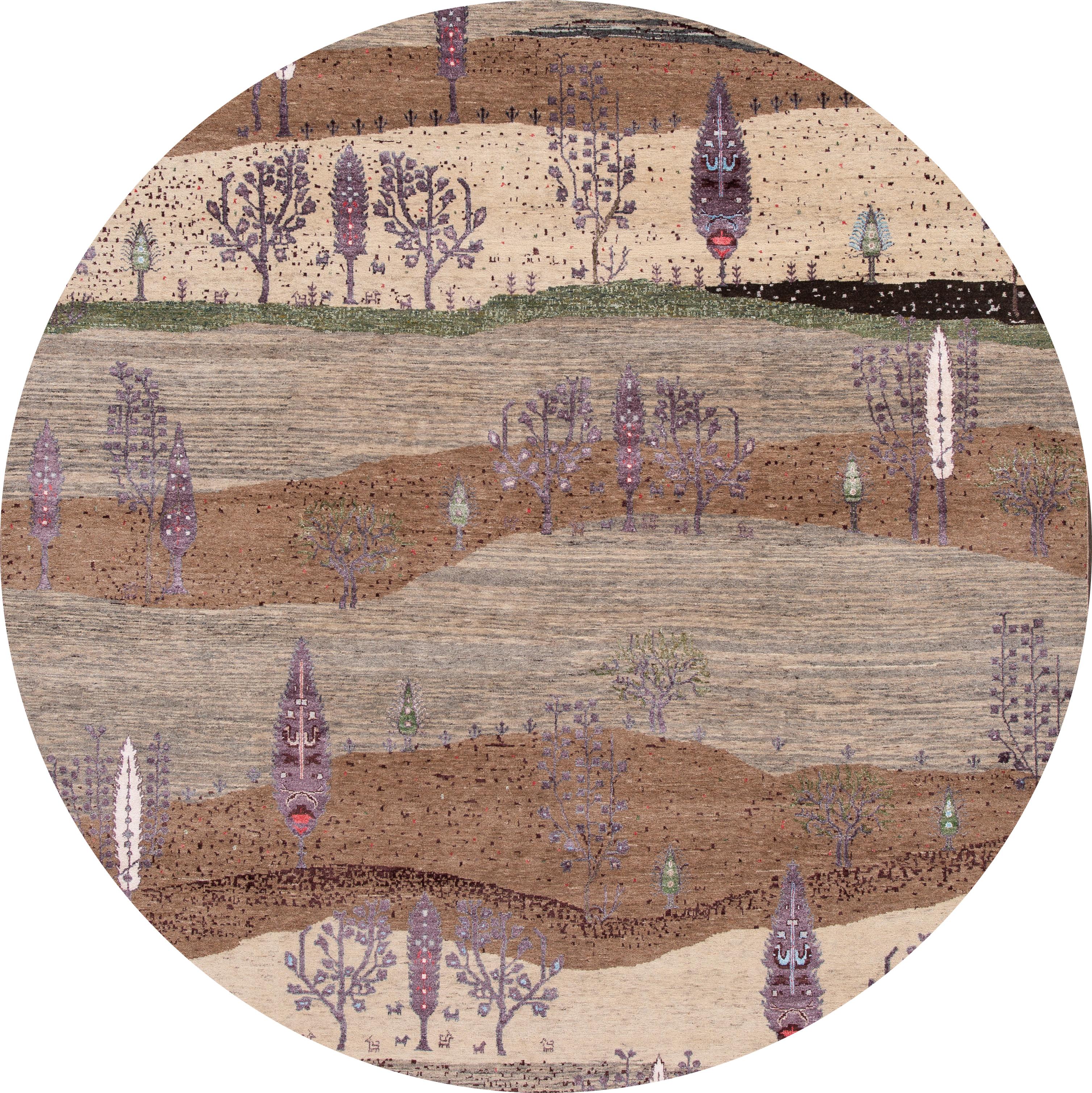 Schöner zeitgenössischer Gabbeh-Designteppich mit elfenbeinfarbenem Feld und schönem mehrfarbigen Allover-Muster. 

Dieser Teppich misst 8'11