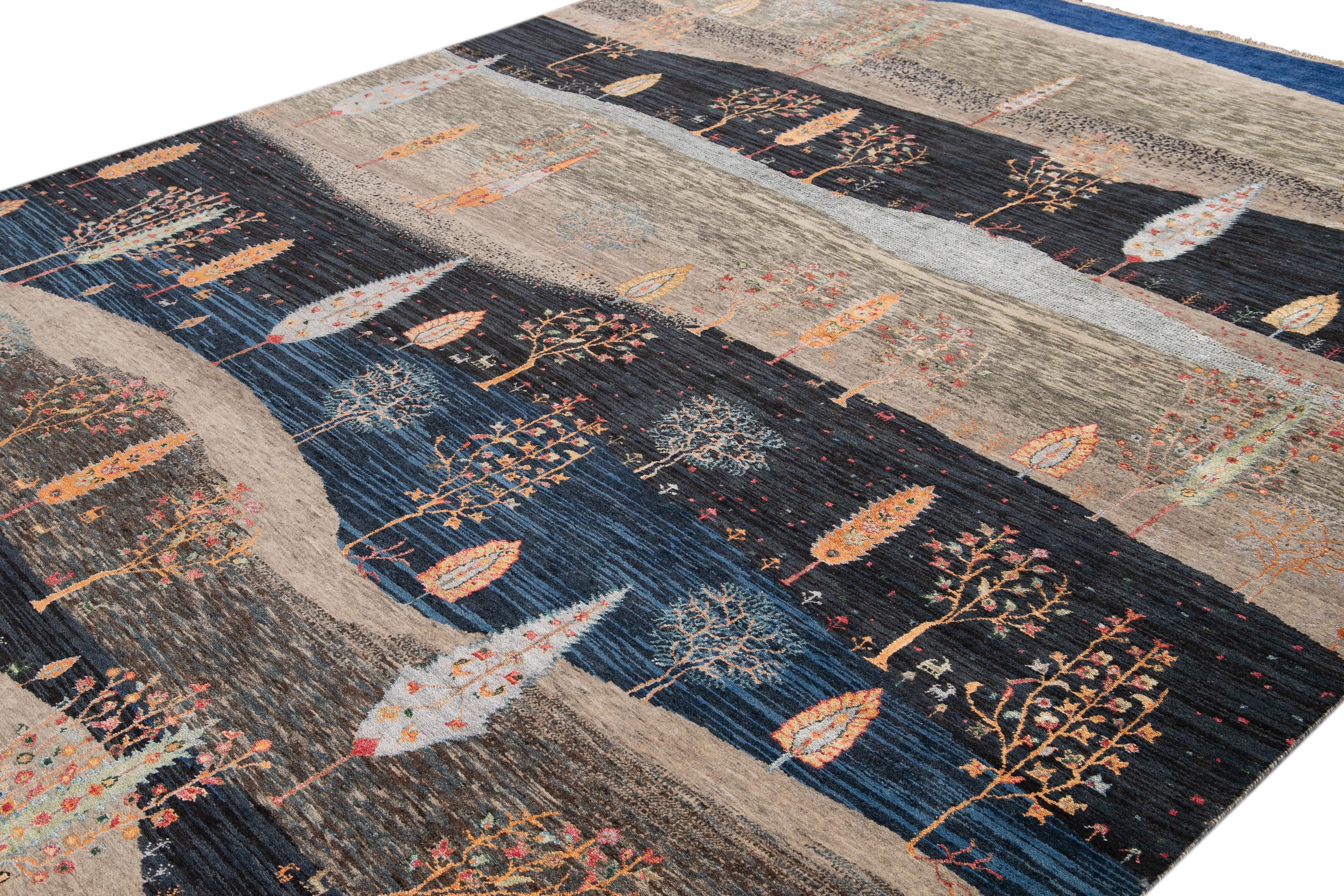 Moderner indischer Teppich im Gabbeh-Stil des 21. Jahrhunderts im Angebot 8