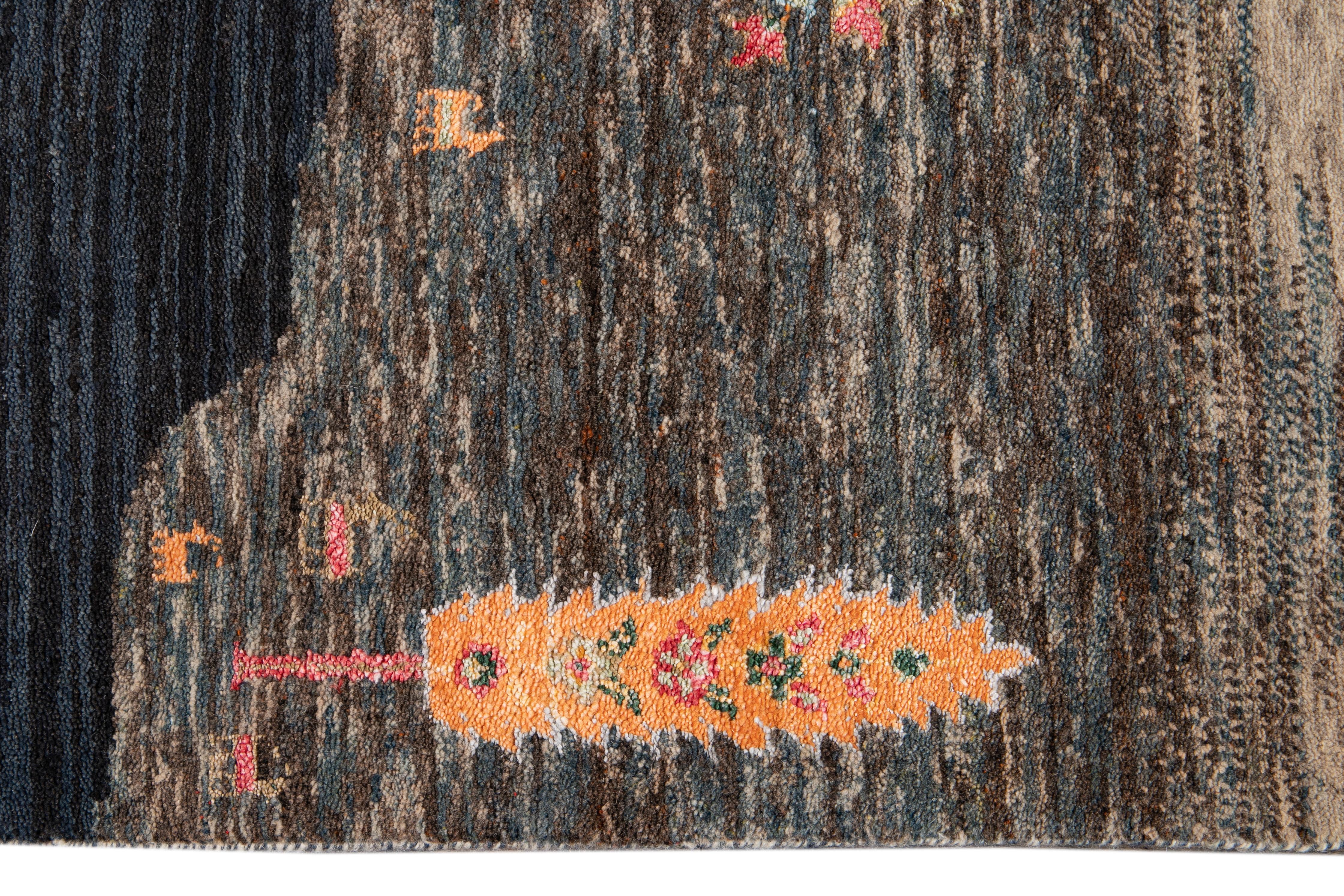 21st Century Modern Indian Gabbeh Style Rug In New Condition For Sale In Norwalk, CT