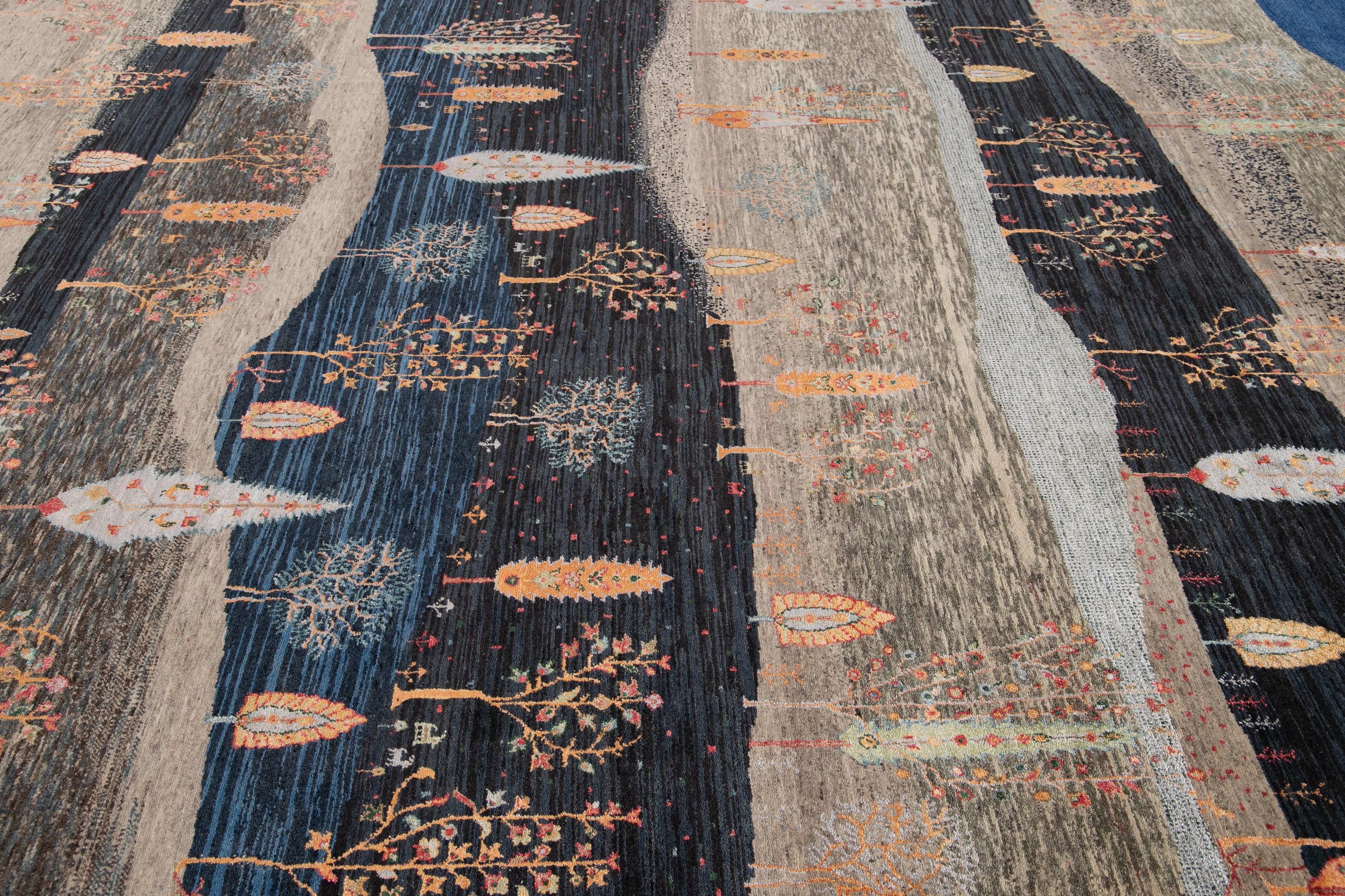 Moderner indischer Teppich im Gabbeh-Stil des 21. Jahrhunderts im Angebot 9