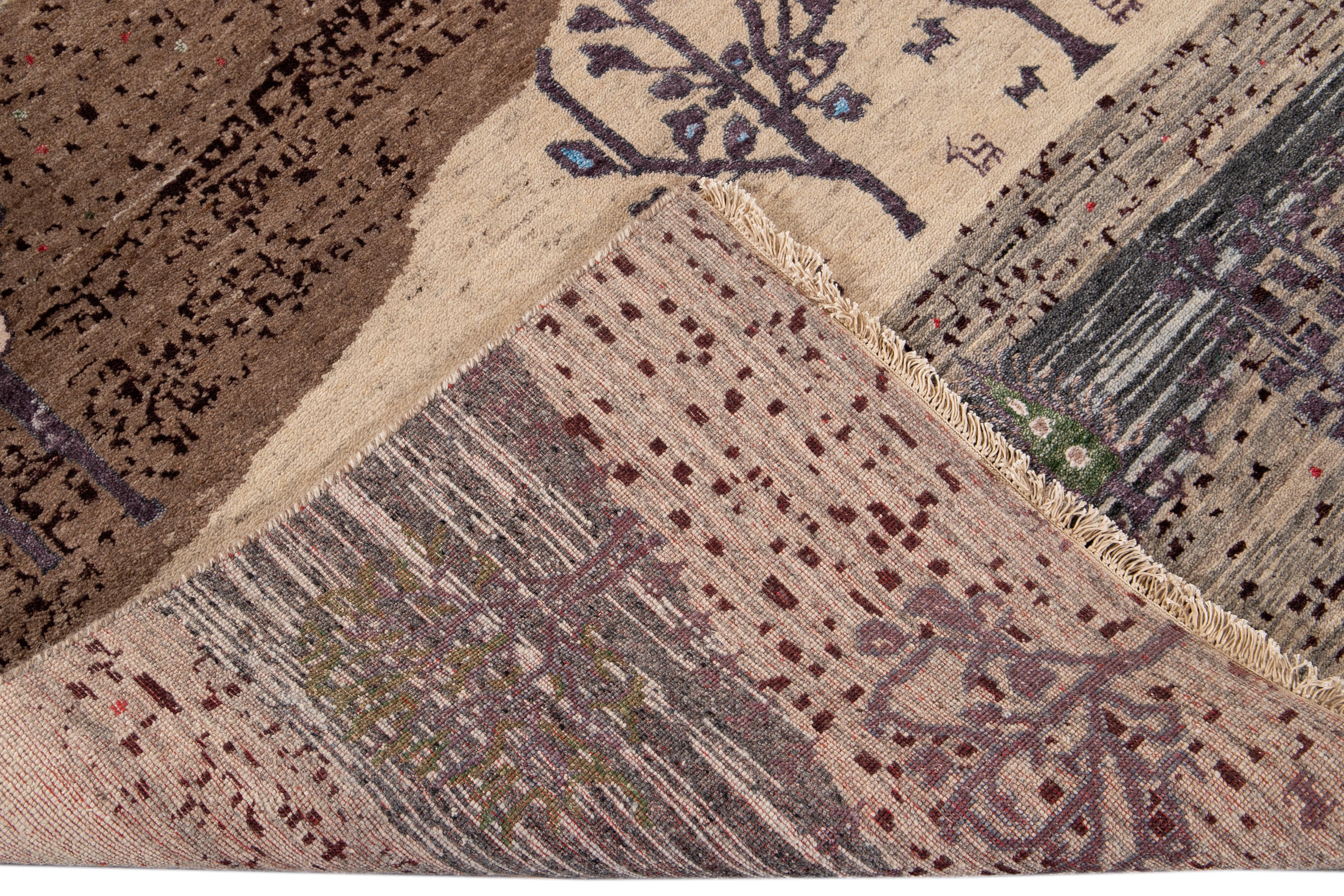 Moderner indischer Teppich im Gabbeh-Stil des 21. Jahrhunderts im Zustand „Neu“ im Angebot in Norwalk, CT