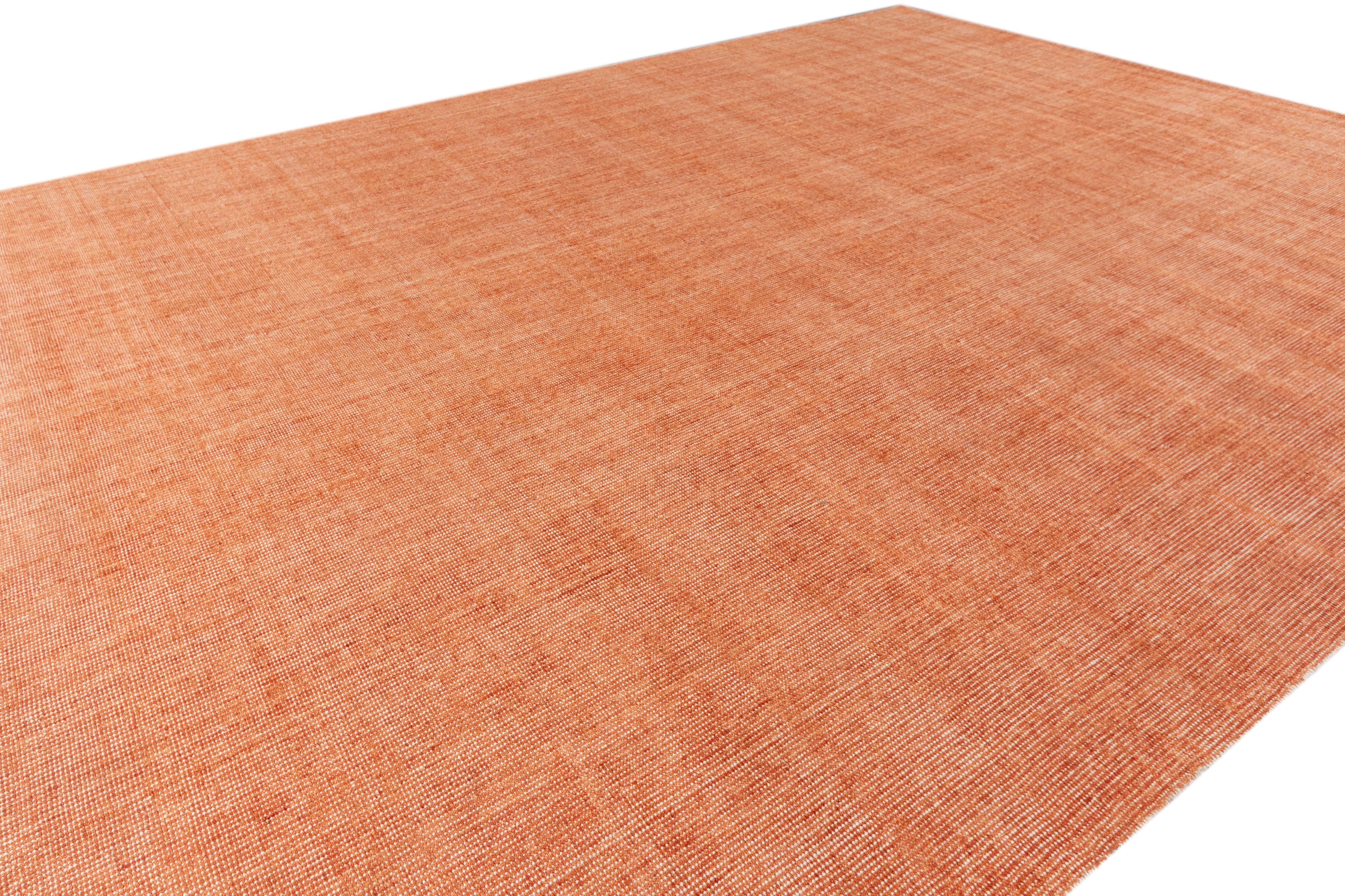 Apadana Orange Modern Bamboo/Silk Boho Handmade Rug In New Condition For Sale In Norwalk, CT