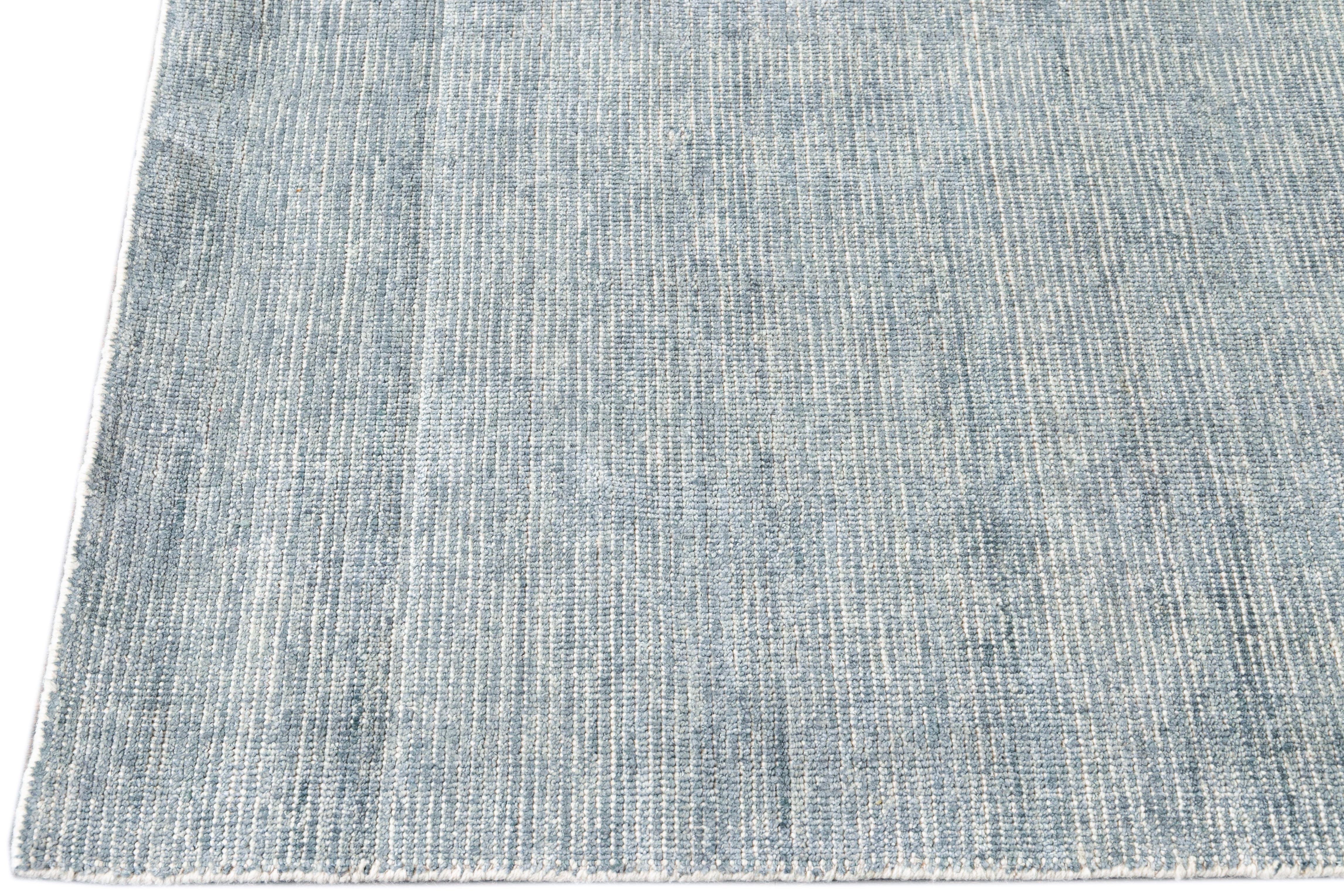 Apadana Modern Bamboo/Silk Boho Blue Handmade Rug In New Condition For Sale In Norwalk, CT