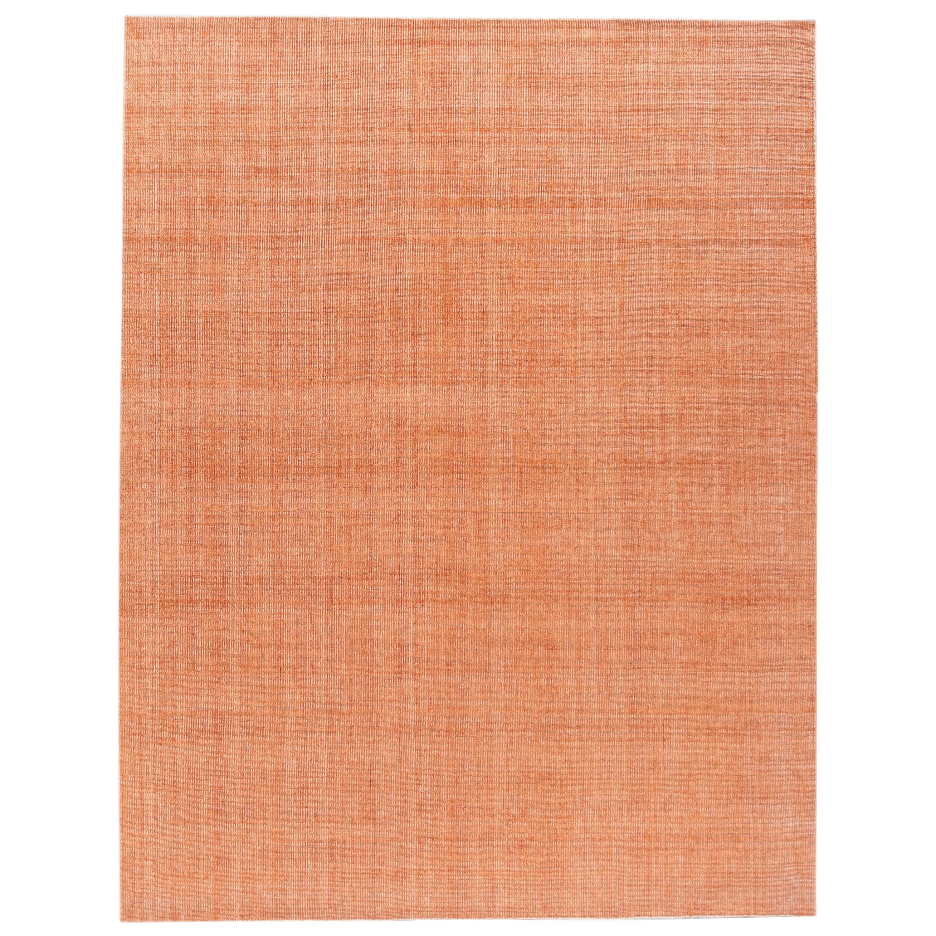 Apadana Orange Moderner Boho-Teppich aus Bambus/Seide, handgefertigt